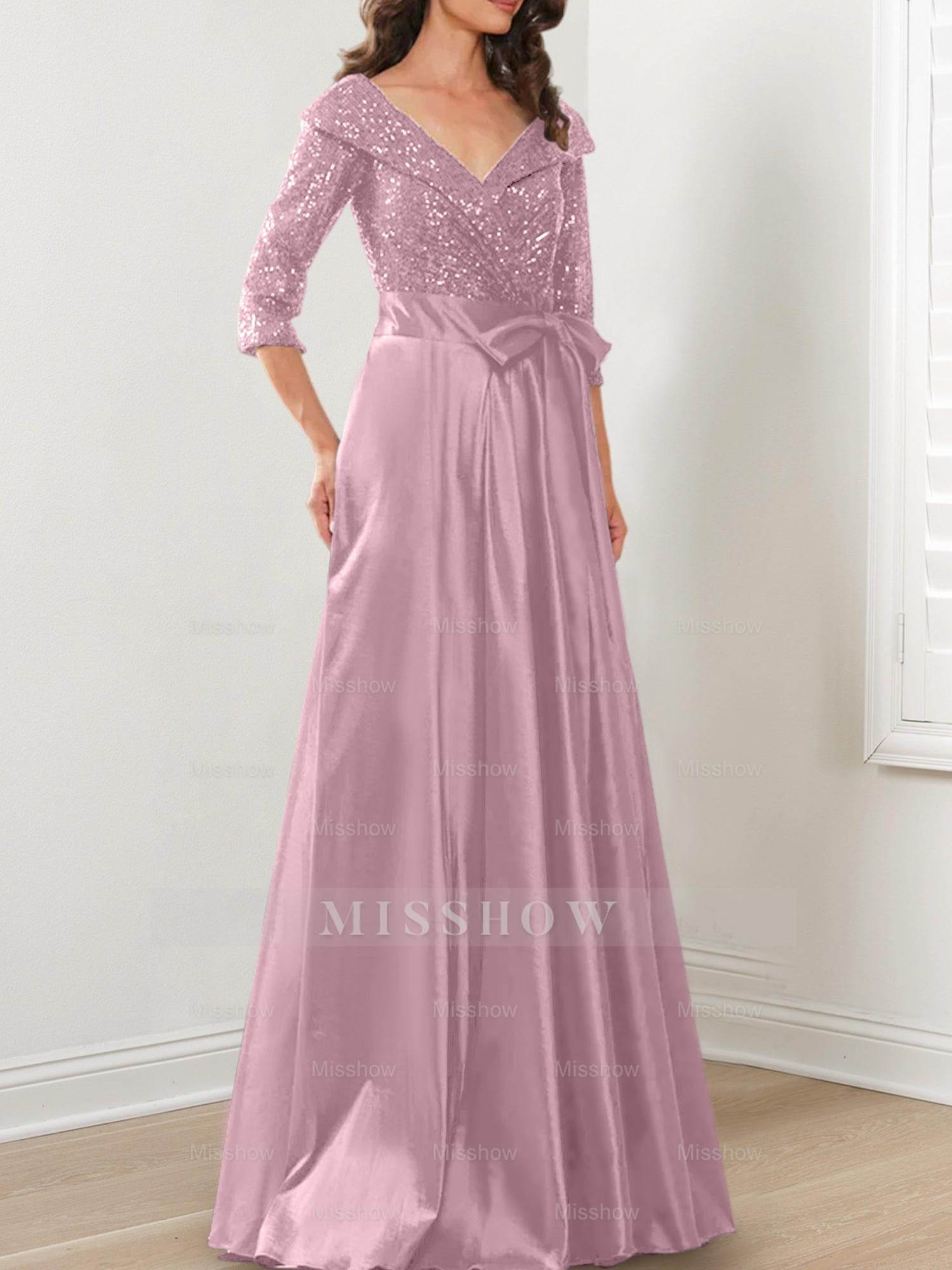 V-Neck A-Line Princess Gown for the Mother of the Bride