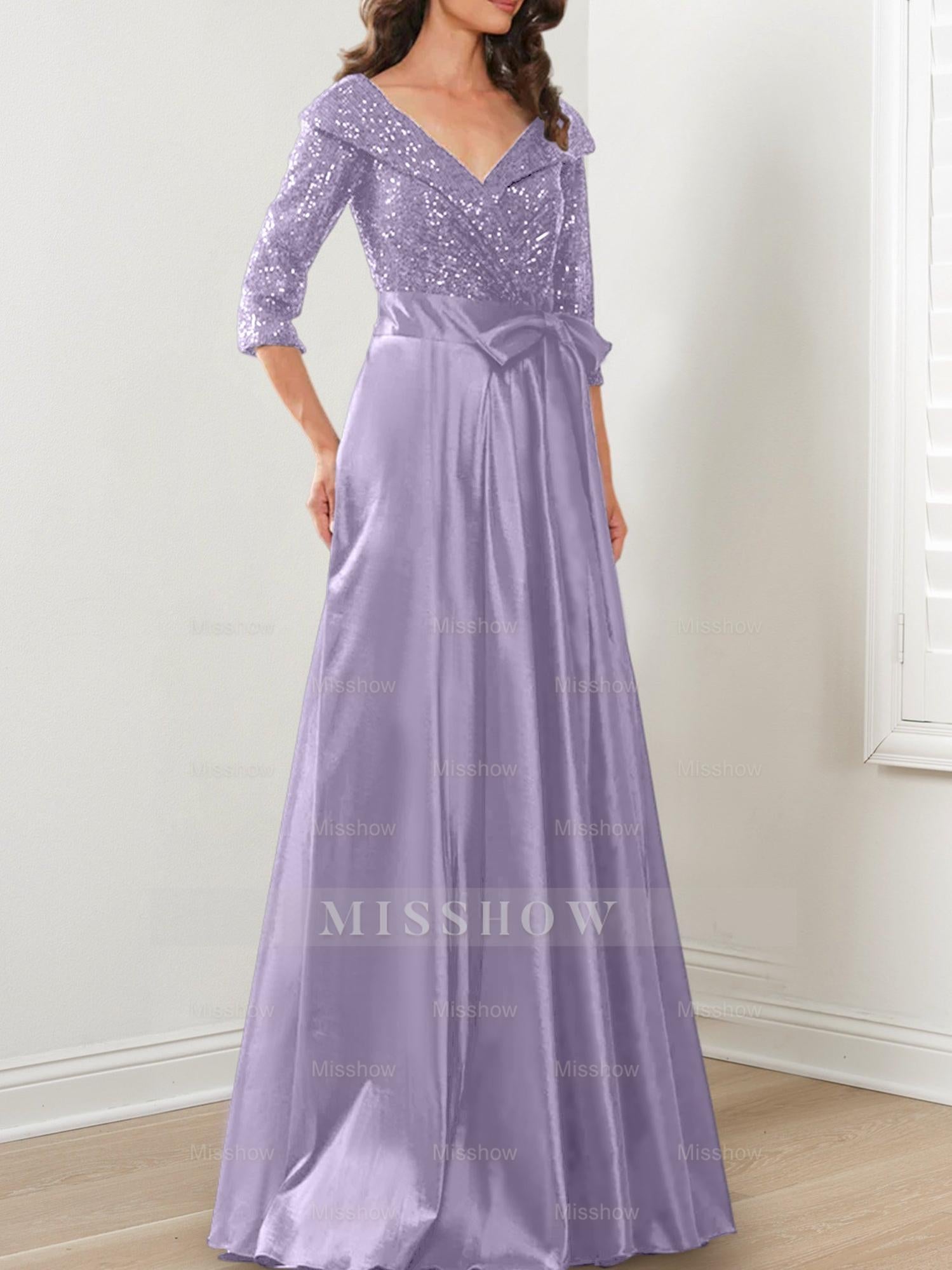 V-Neck A-Line Princess Gown for the Mother of the Bride