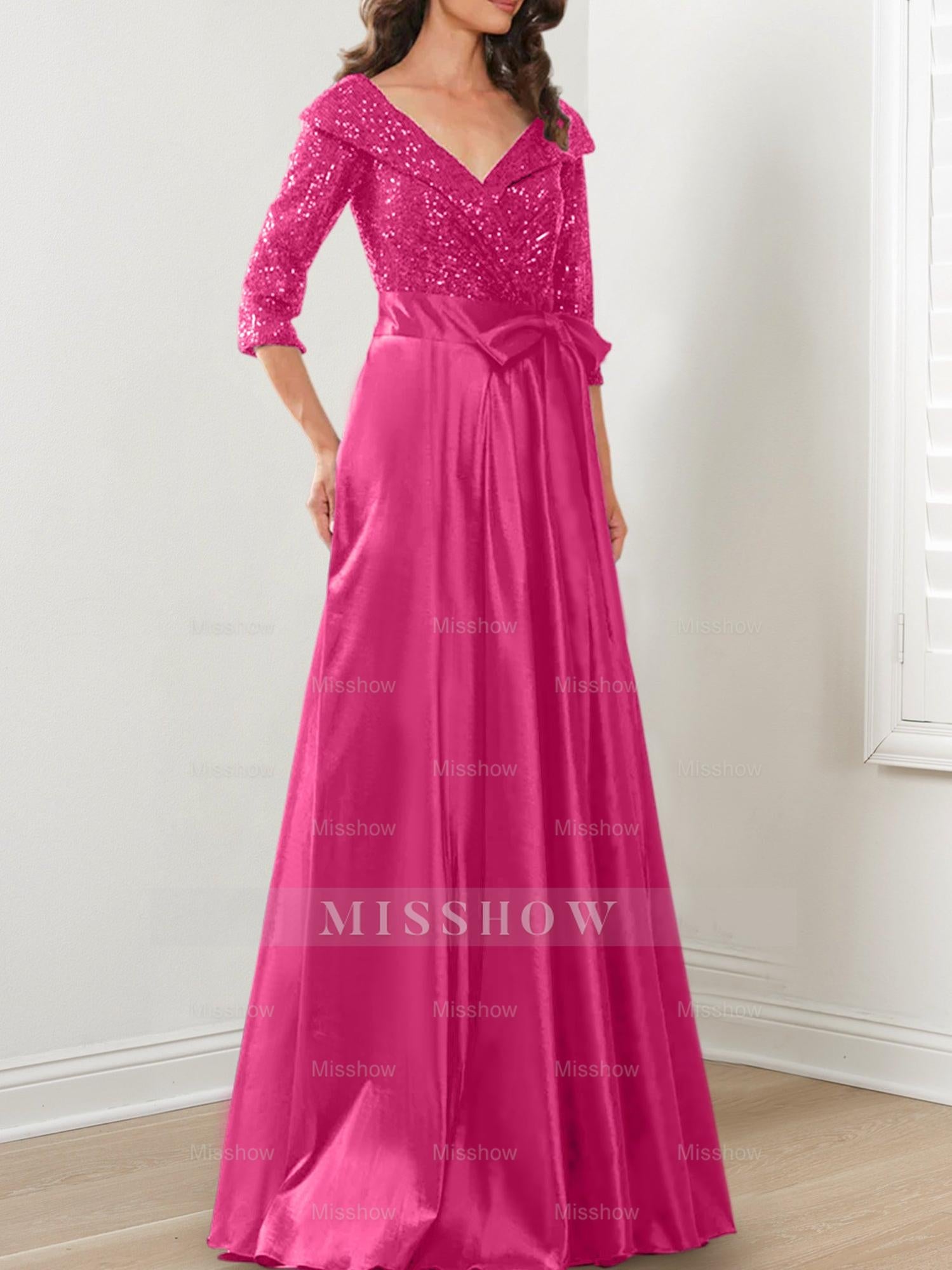 V-Neck A-Line Princess Gown for the Mother of the Bride