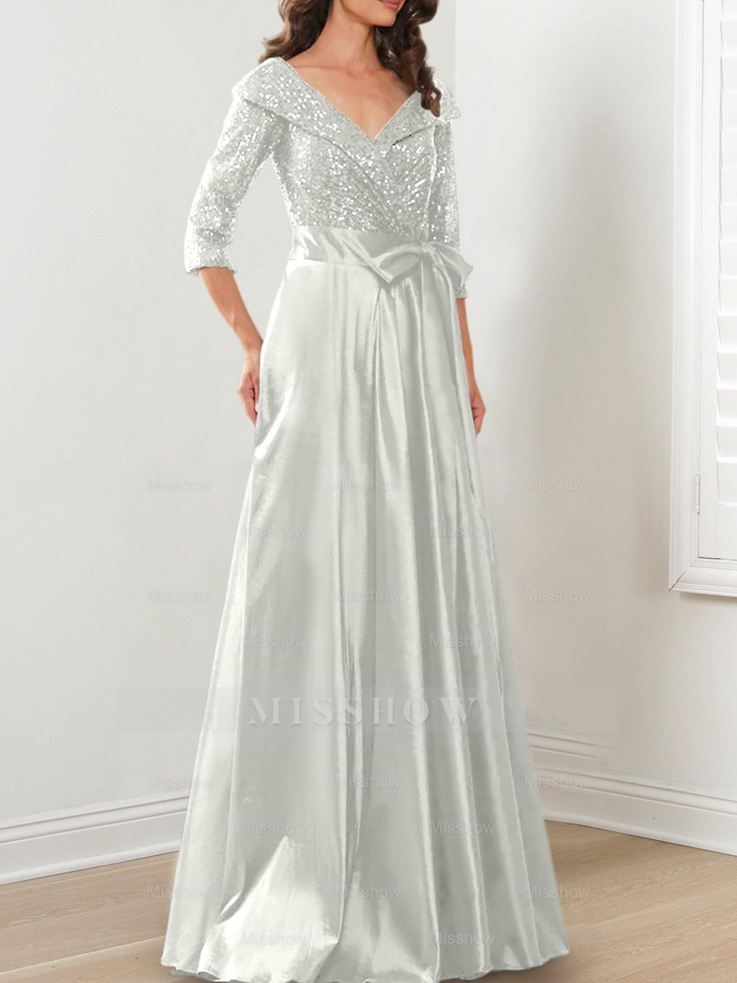 V-Neck A-Line Princess Gown for the Mother of the Bride