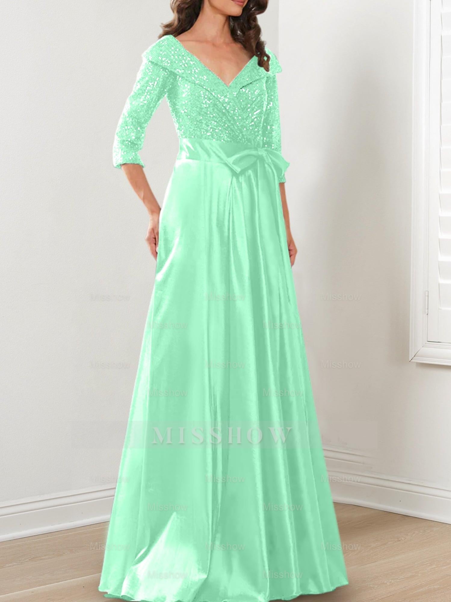 V-Neck A-Line Princess Gown for the Mother of the Bride
