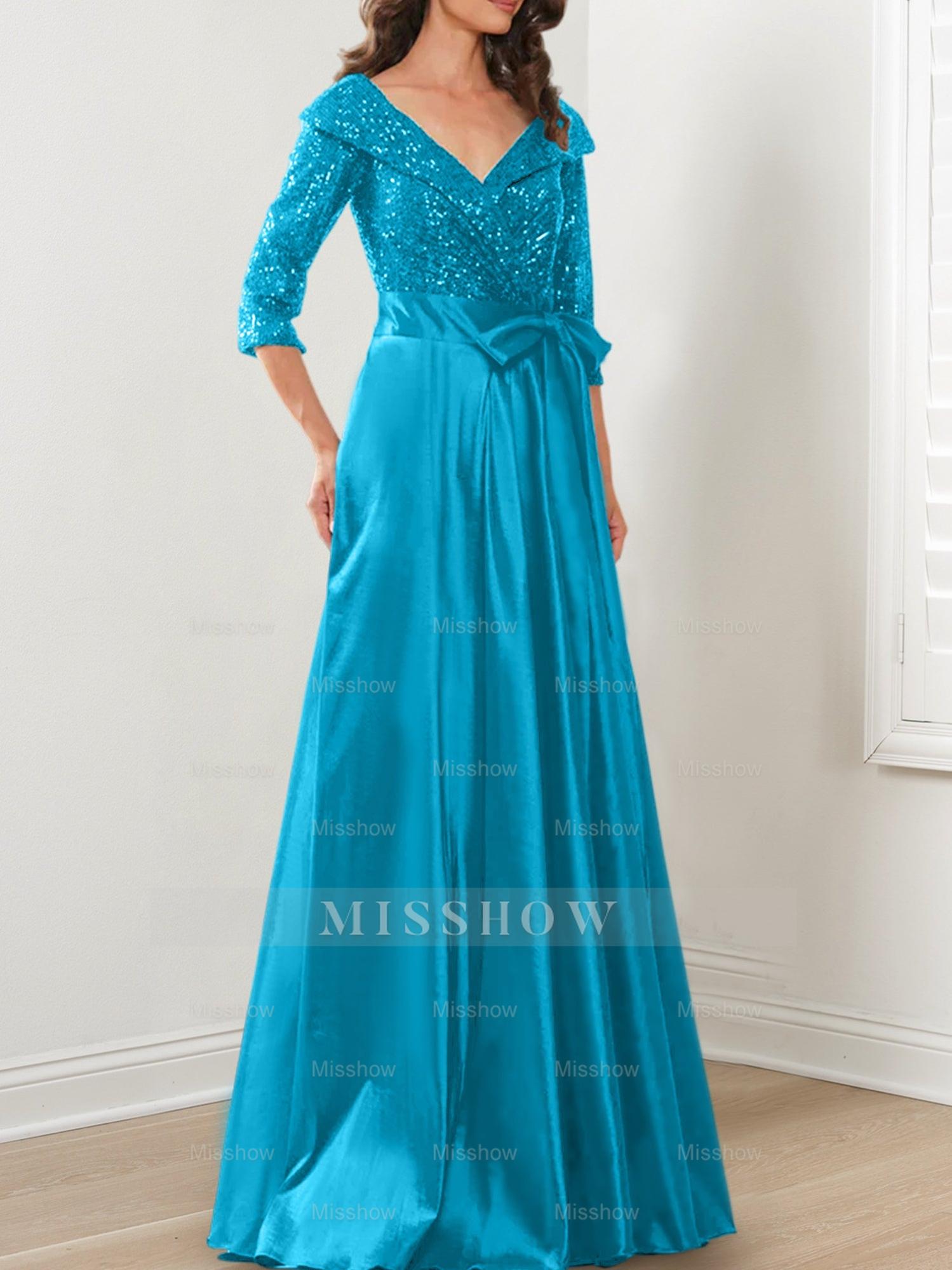 V-Neck A-Line Princess Gown for the Mother of the Bride