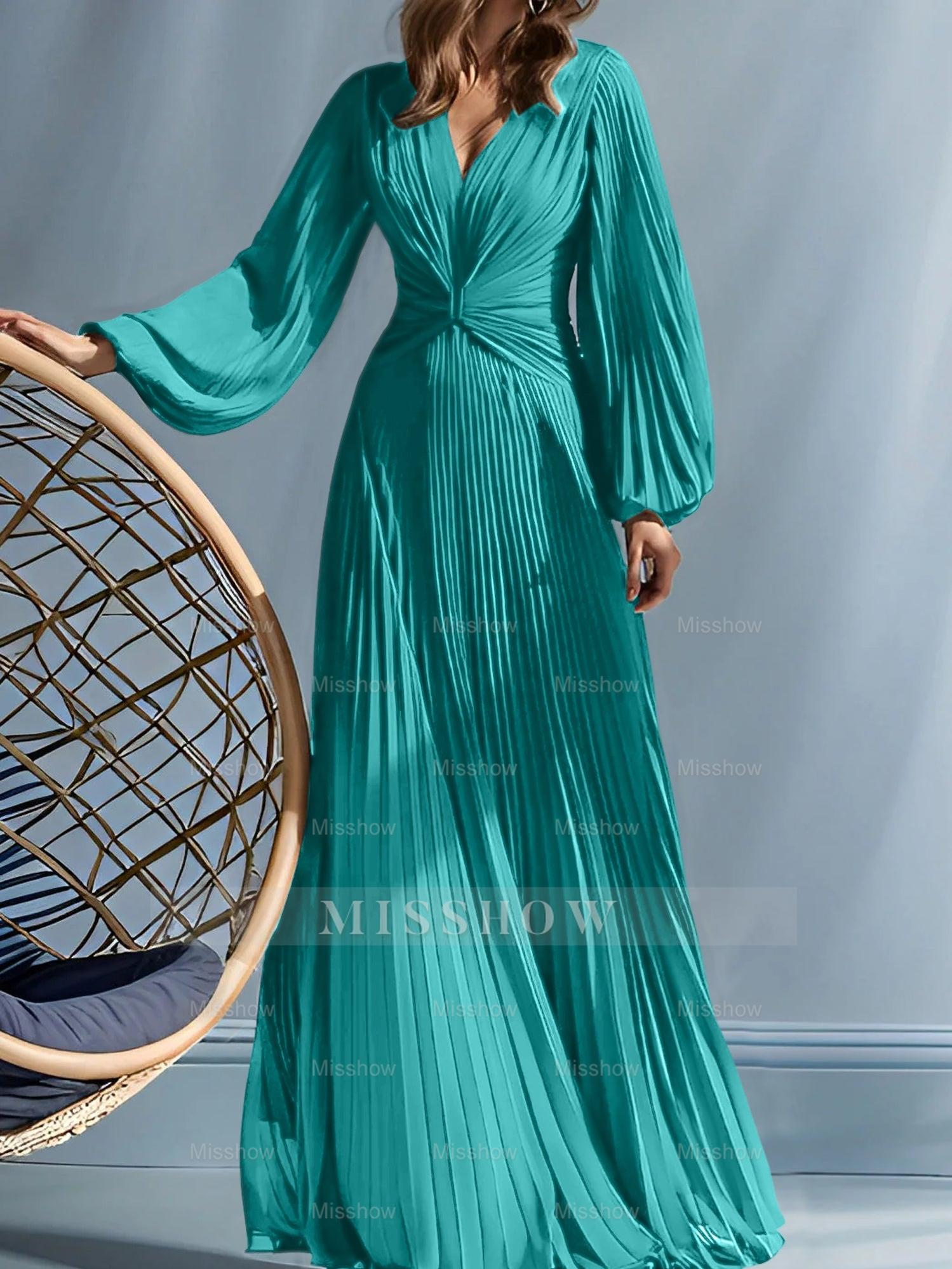 V-Neck A-Line Princess Gown for the Mother of the Bride with Ruched Detail