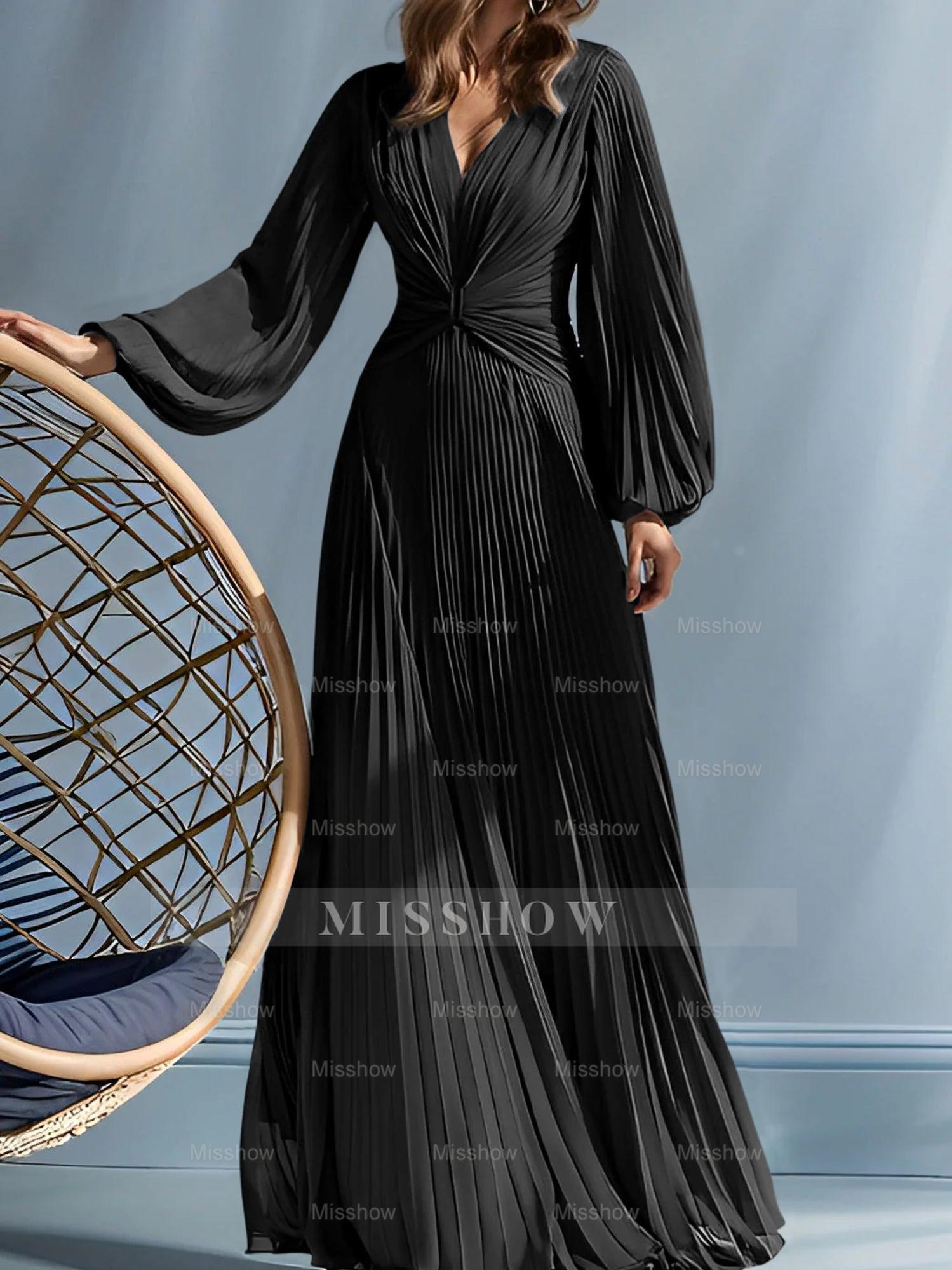 V-Neck A-Line Princess Gown for the Mother of the Bride with Ruched Detail