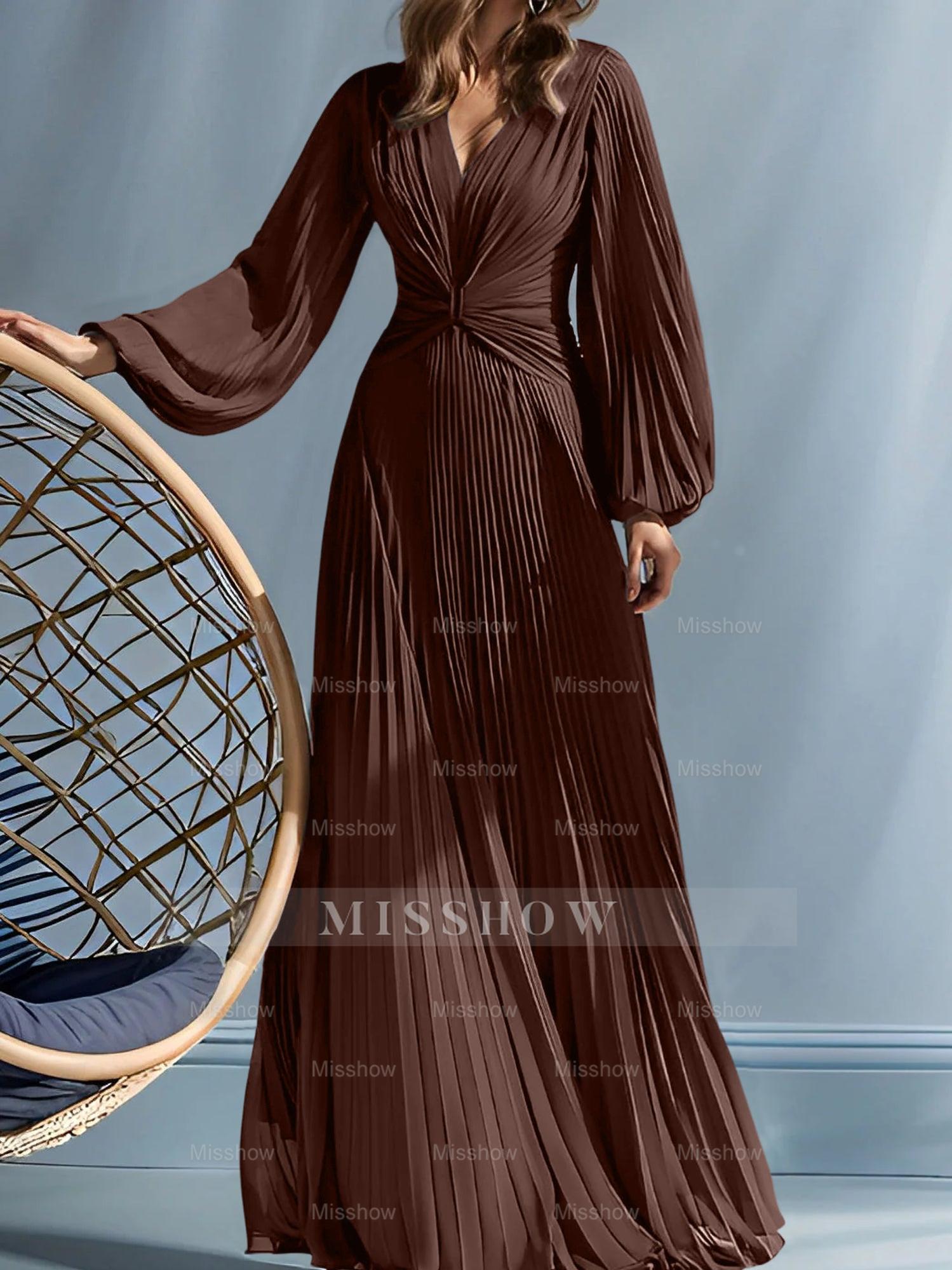 V-Neck A-Line Princess Gown for the Mother of the Bride with Ruched Detail