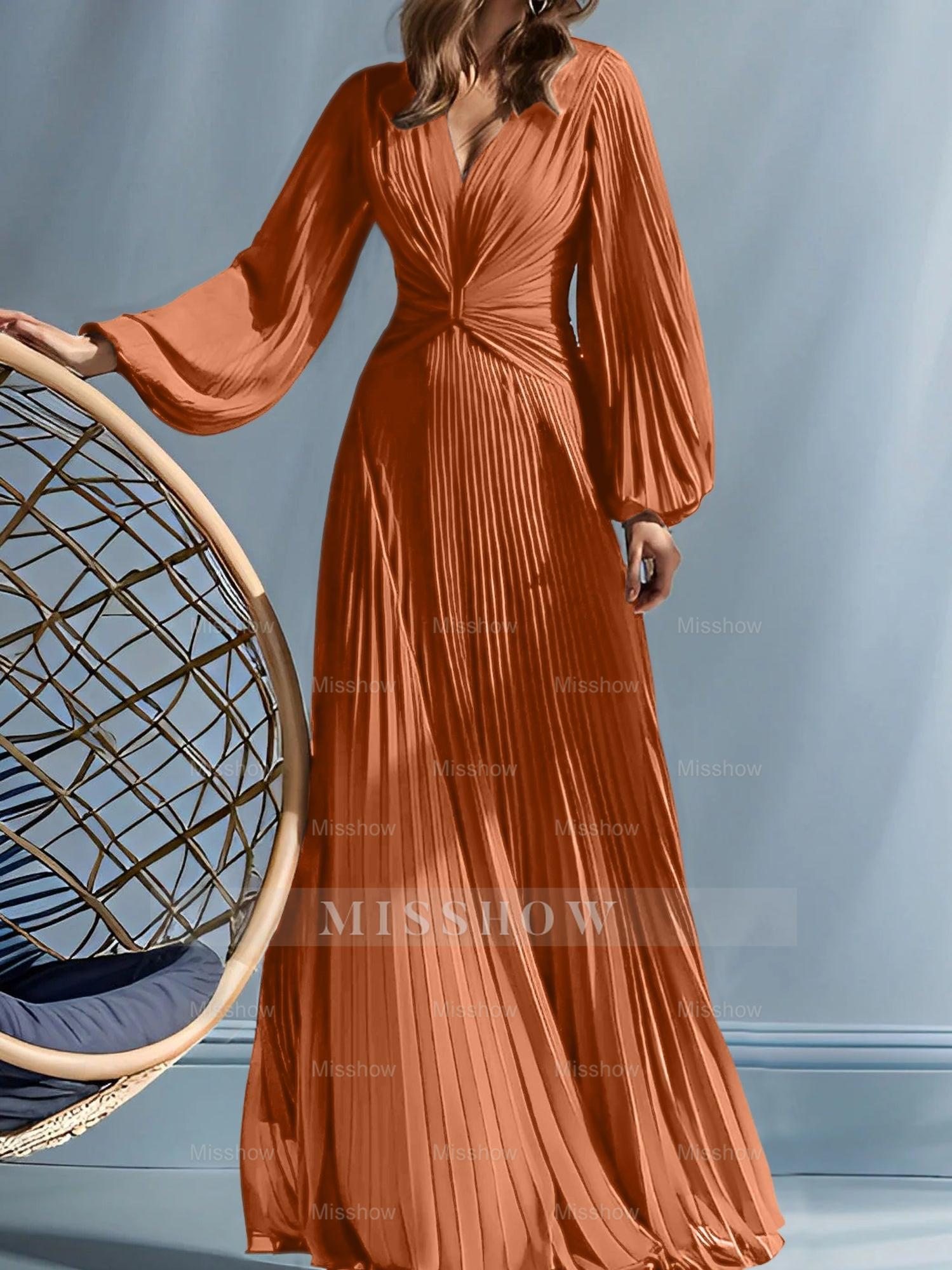 V-Neck A-Line Princess Gown for the Mother of the Bride with Ruched Detail