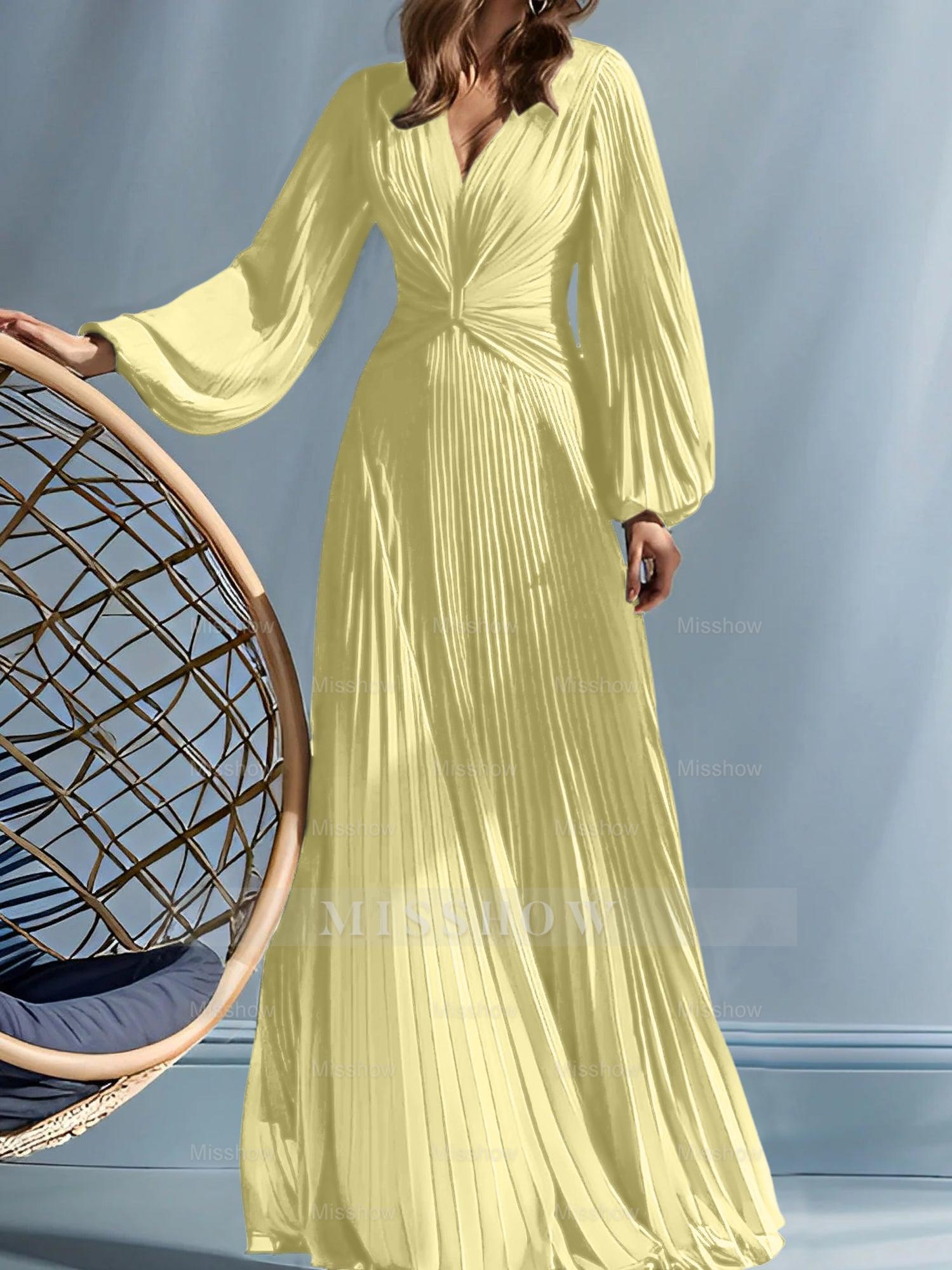 V-Neck A-Line Princess Gown for the Mother of the Bride with Ruched Detail