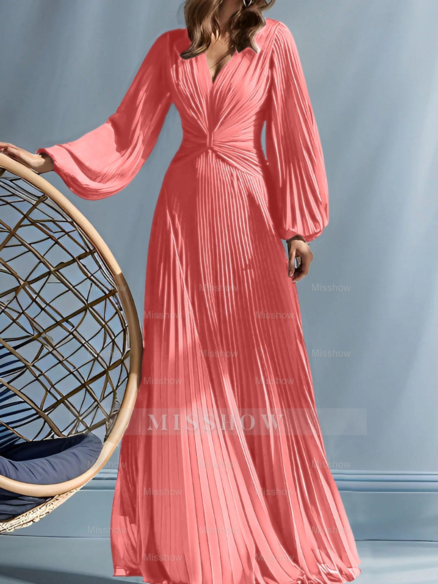 V-Neck A-Line Princess Gown for the Mother of the Bride with Ruched Detail