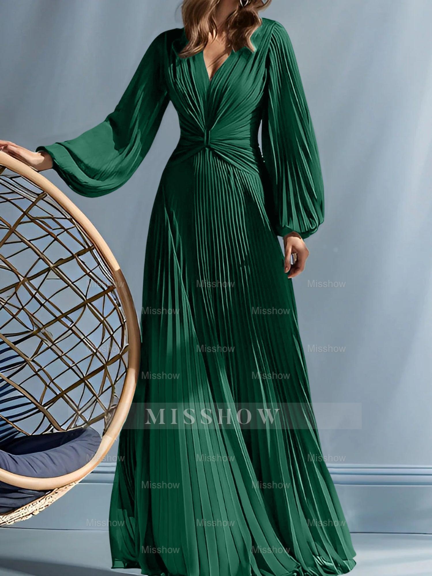 V-Neck A-Line Princess Gown for the Mother of the Bride with Ruched Detail