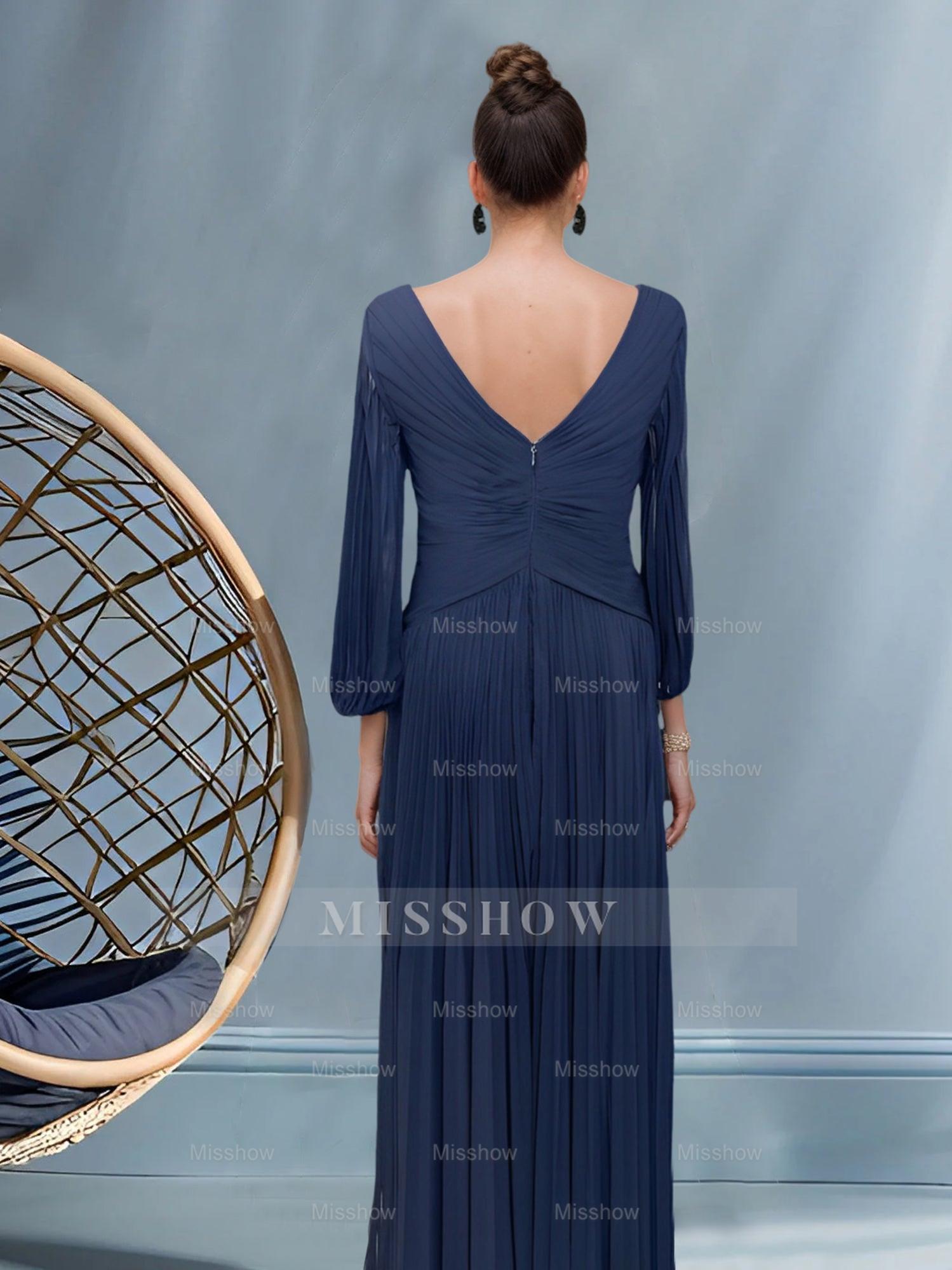 V-Neck A-Line Princess Gown for the Mother of the Bride with Ruched Detail