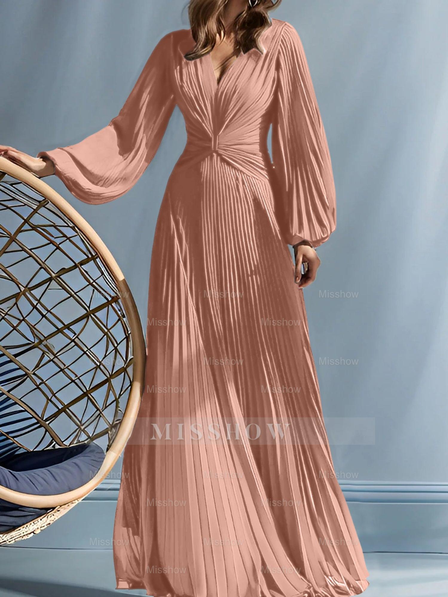 V-Neck A-Line Princess Gown for the Mother of the Bride with Ruched Detail