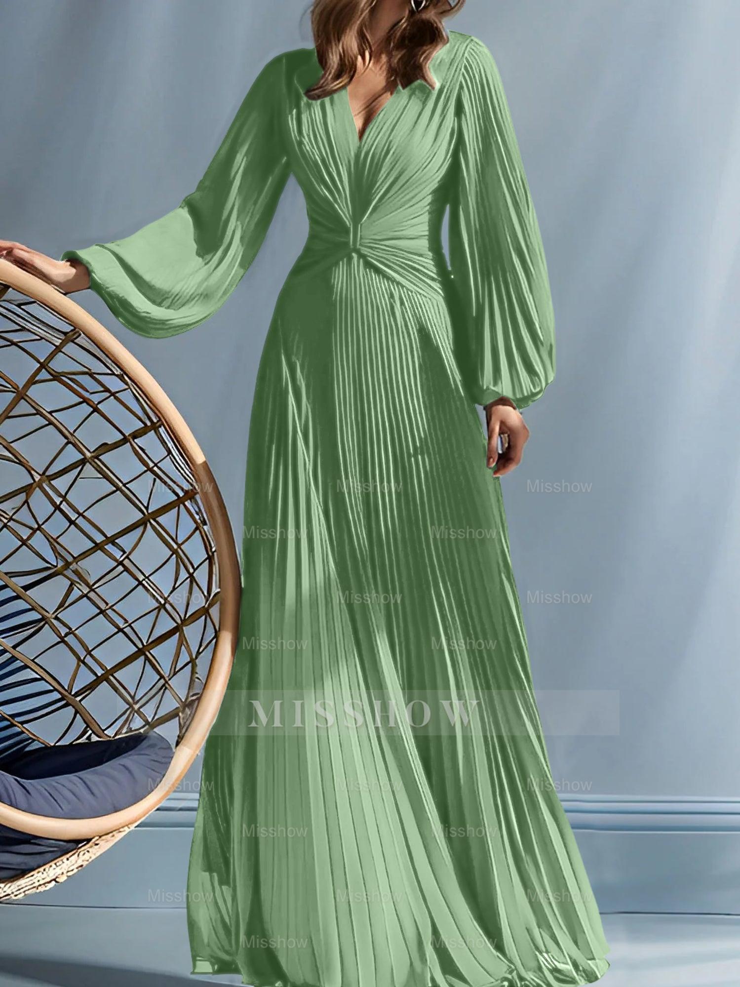 V-Neck A-Line Princess Gown for the Mother of the Bride with Ruched Detail