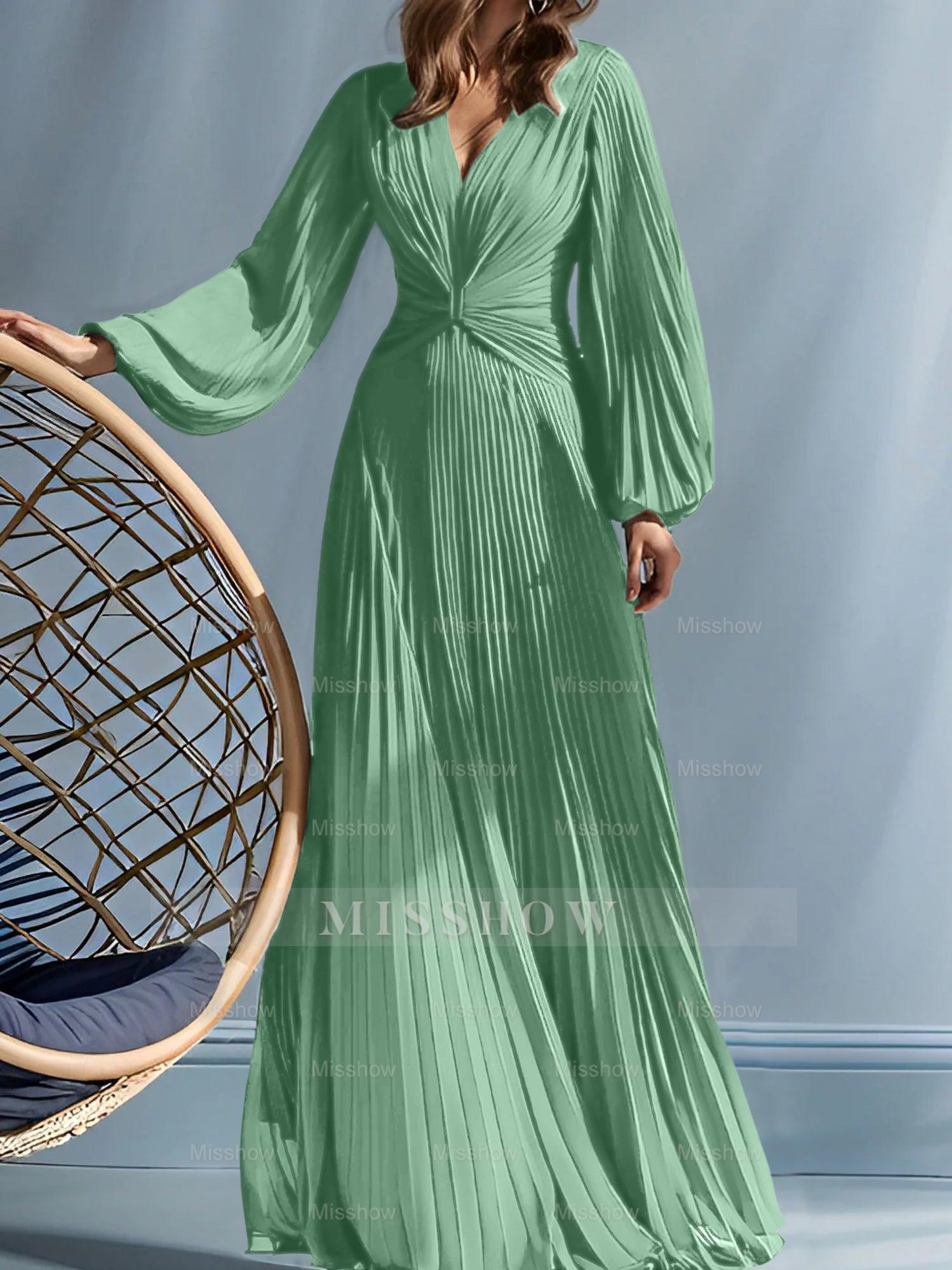 V-Neck A-Line Princess Gown for the Mother of the Bride with Ruched Detail