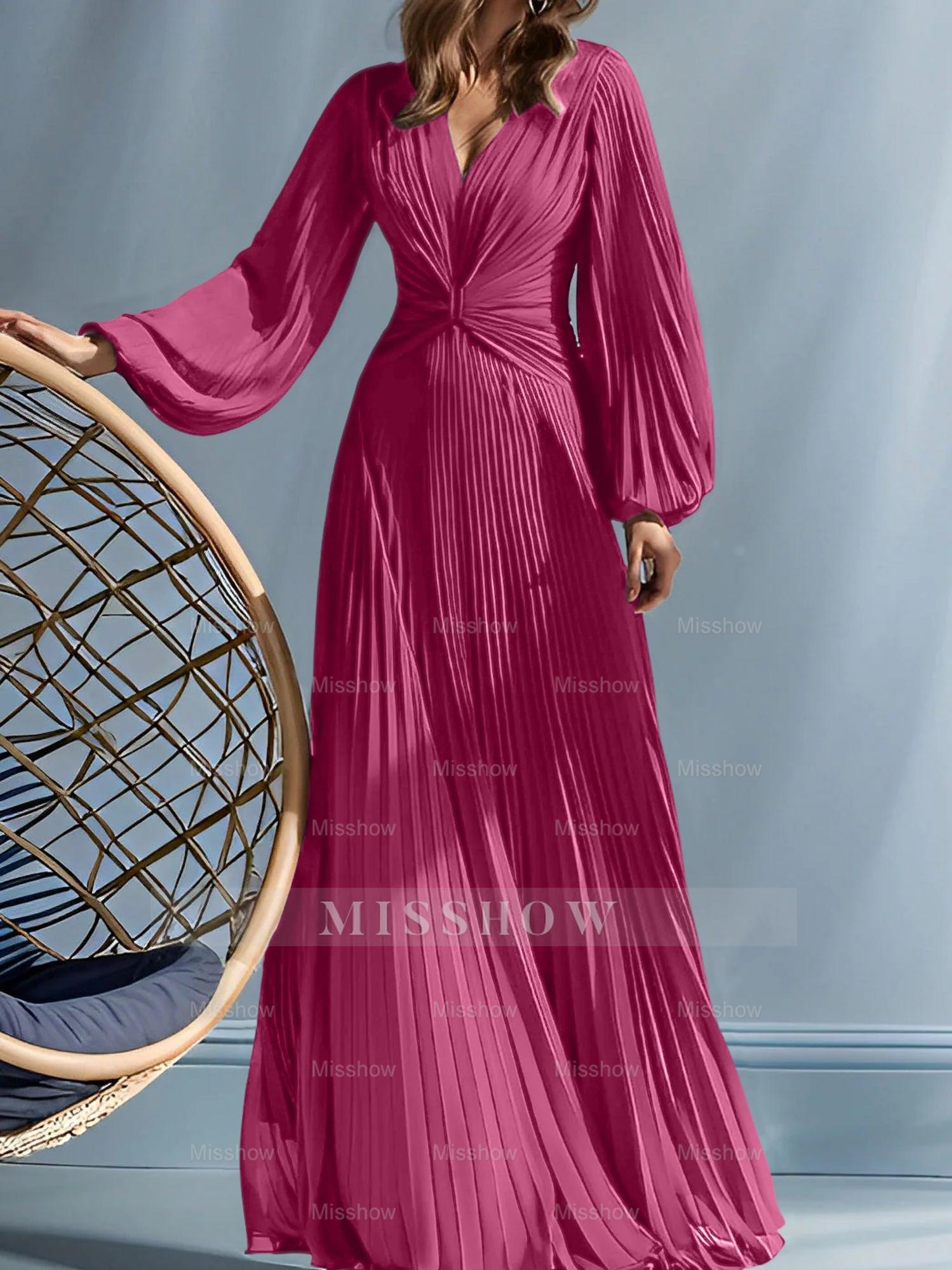 V-Neck A-Line Princess Gown for the Mother of the Bride with Ruched Detail