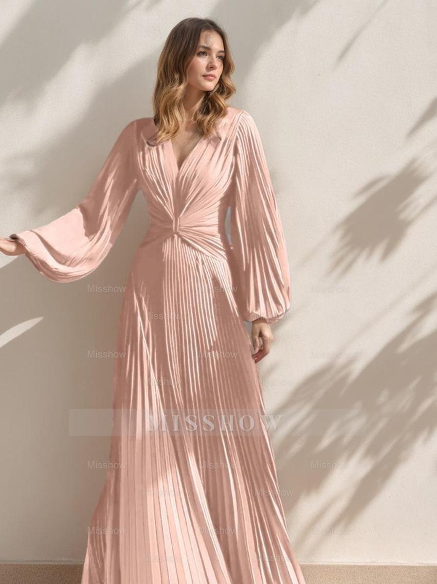 V-Neck A-Line Princess Gown for the Mother of the Bride with Ruched Detail