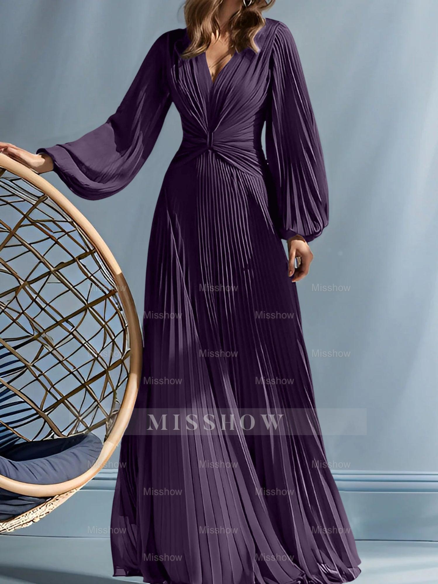 V-Neck A-Line Princess Gown for the Mother of the Bride with Ruched Detail