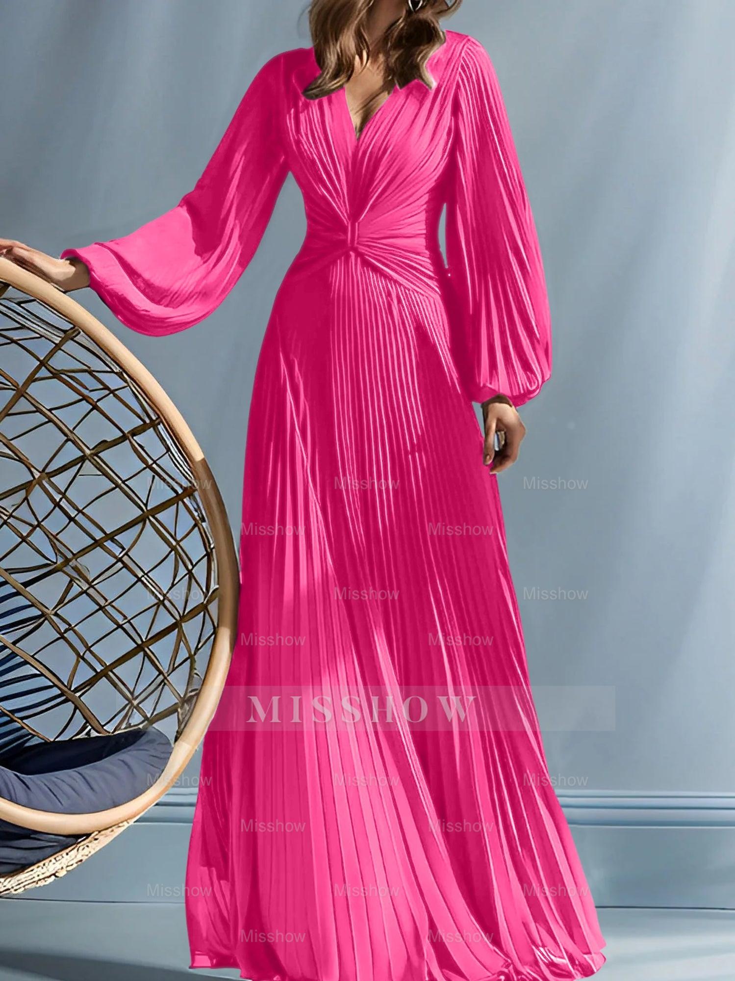 V-Neck A-Line Princess Gown for the Mother of the Bride with Ruched Detail