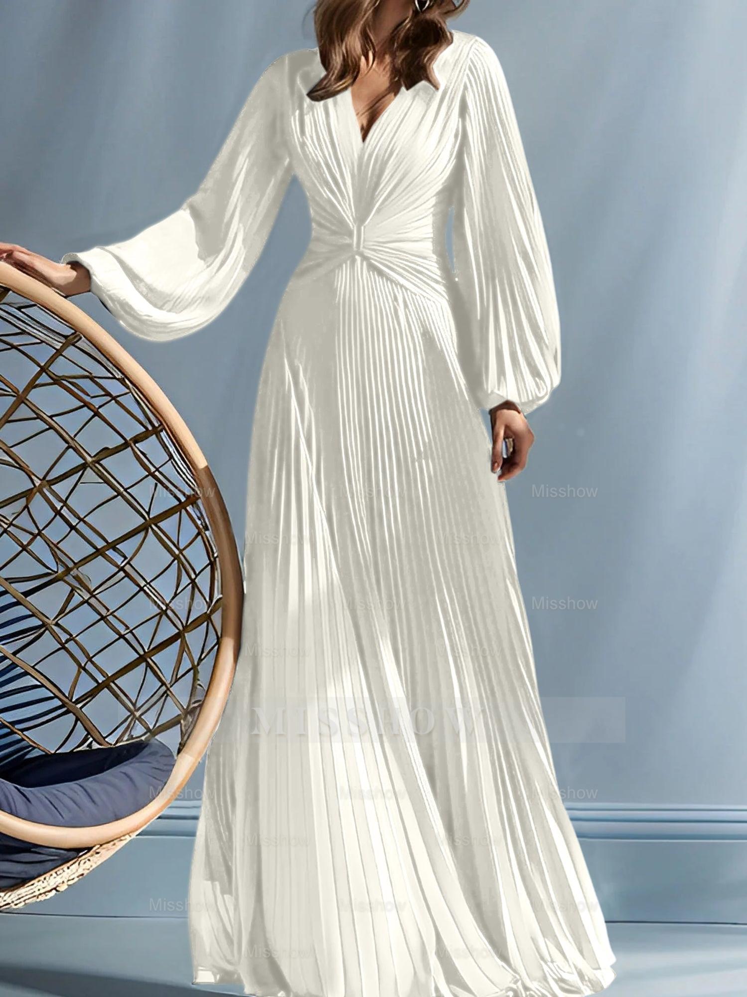 V-Neck A-Line Princess Gown for the Mother of the Bride with Ruched Detail