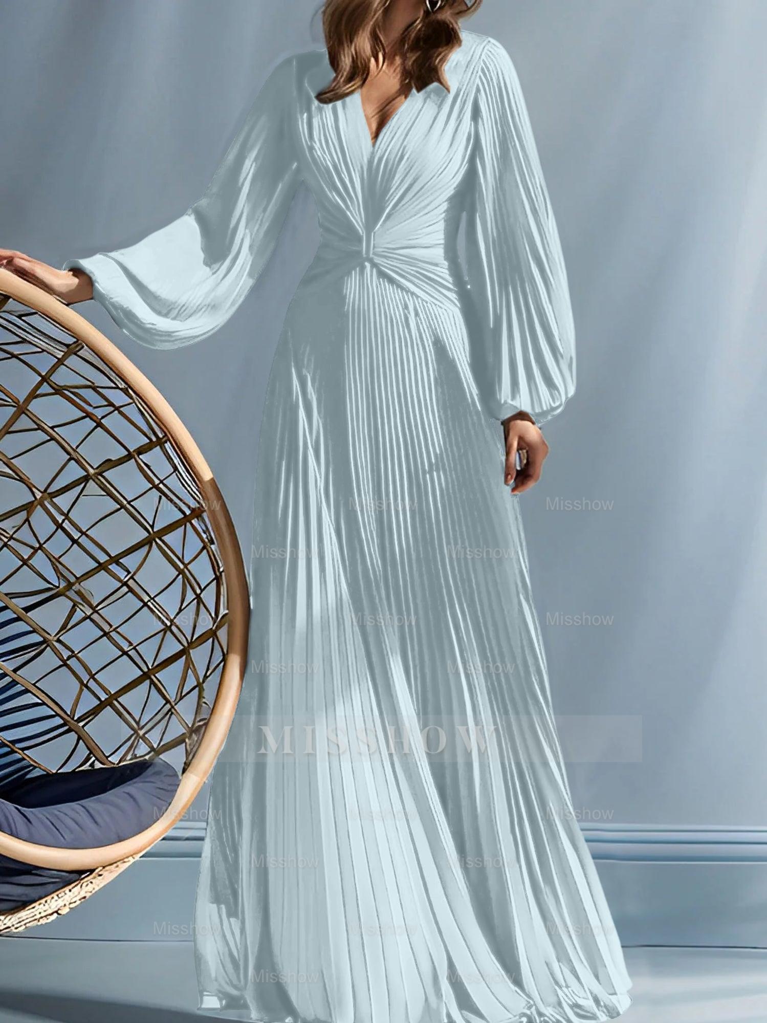 V-Neck A-Line Princess Gown for the Mother of the Bride with Ruched Detail