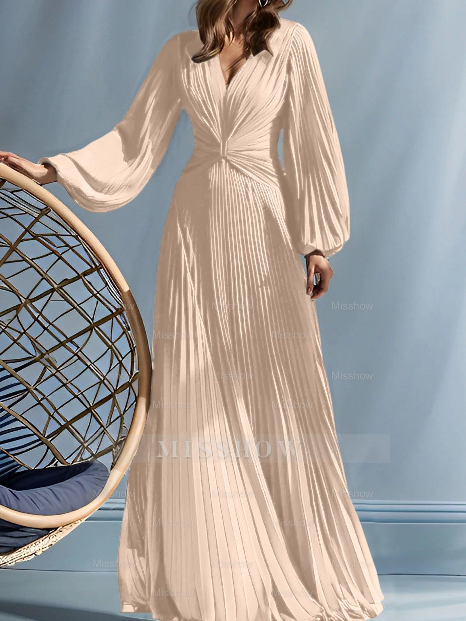 V-Neck A-Line Princess Gown for the Mother of the Bride with Ruched Detail