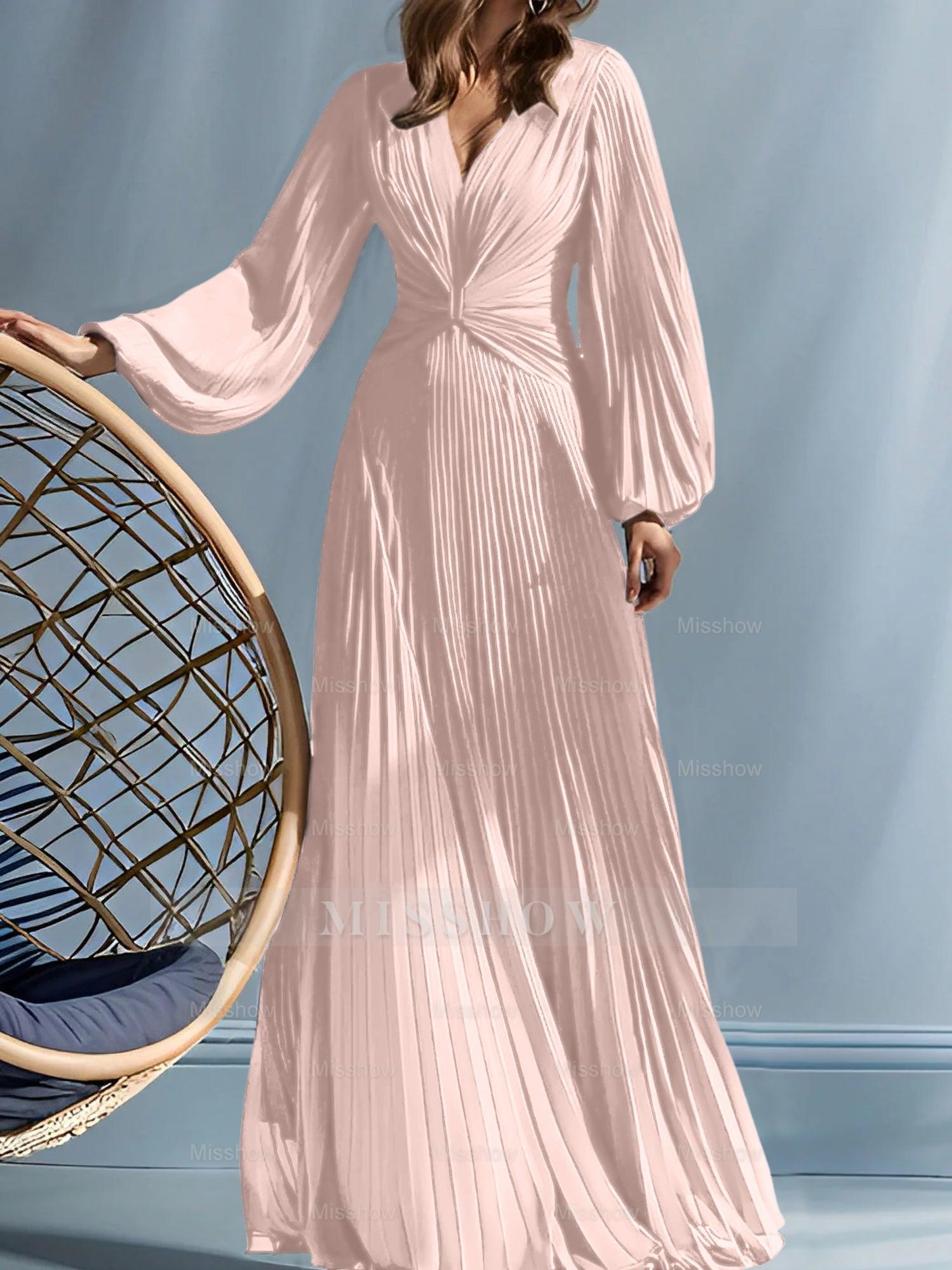 V-Neck A-Line Princess Gown for the Mother of the Bride with Ruched Detail