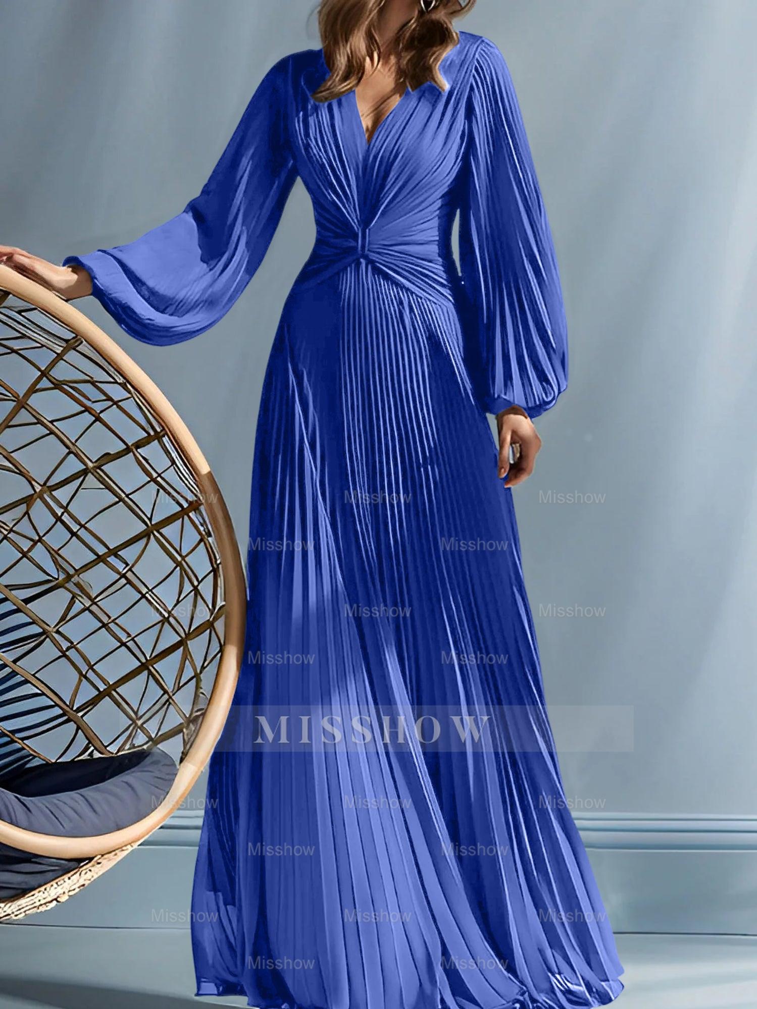 V-Neck A-Line Princess Gown for the Mother of the Bride with Ruched Detail