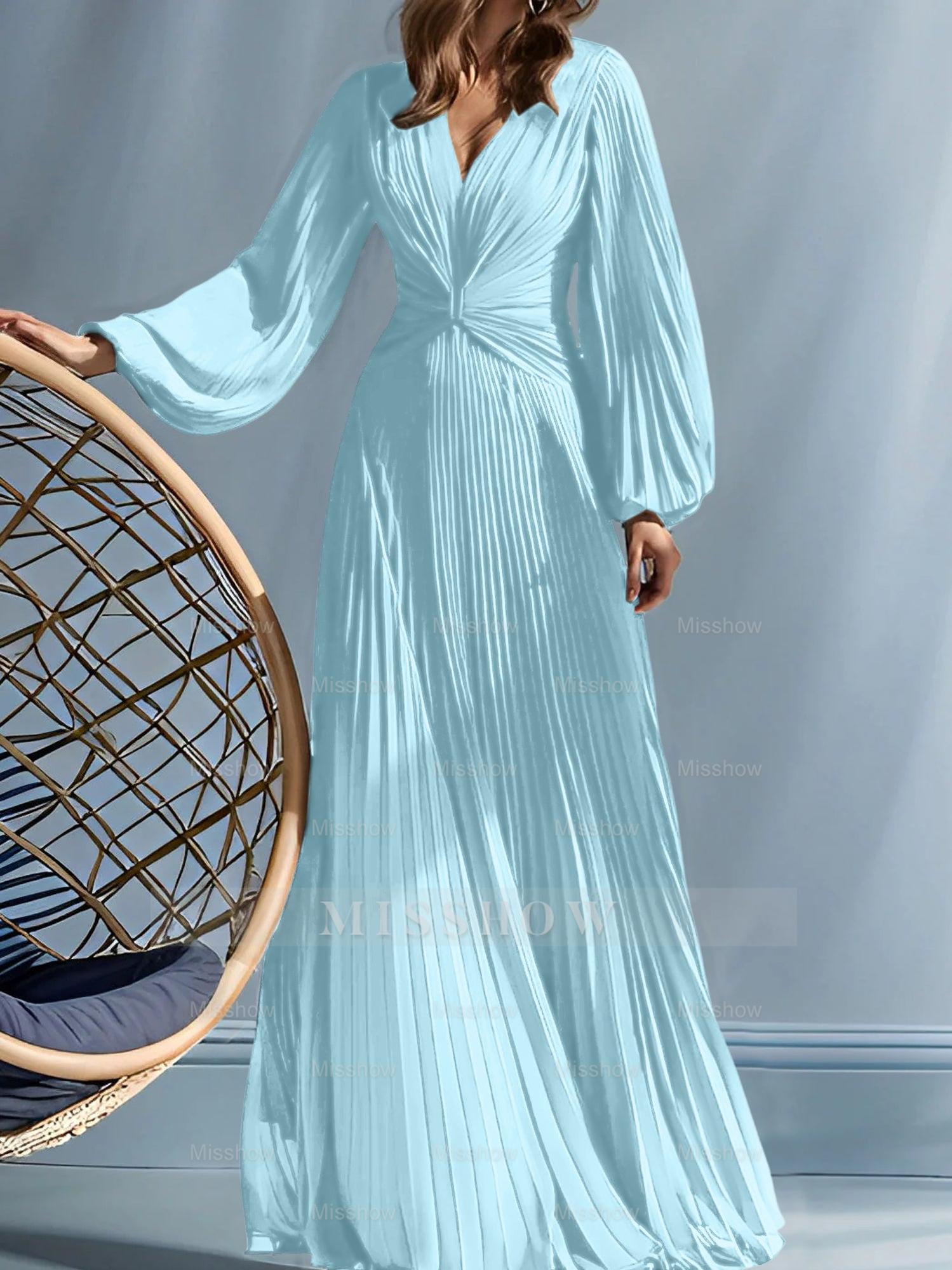 V-Neck A-Line Princess Gown for the Mother of the Bride with Ruched Detail