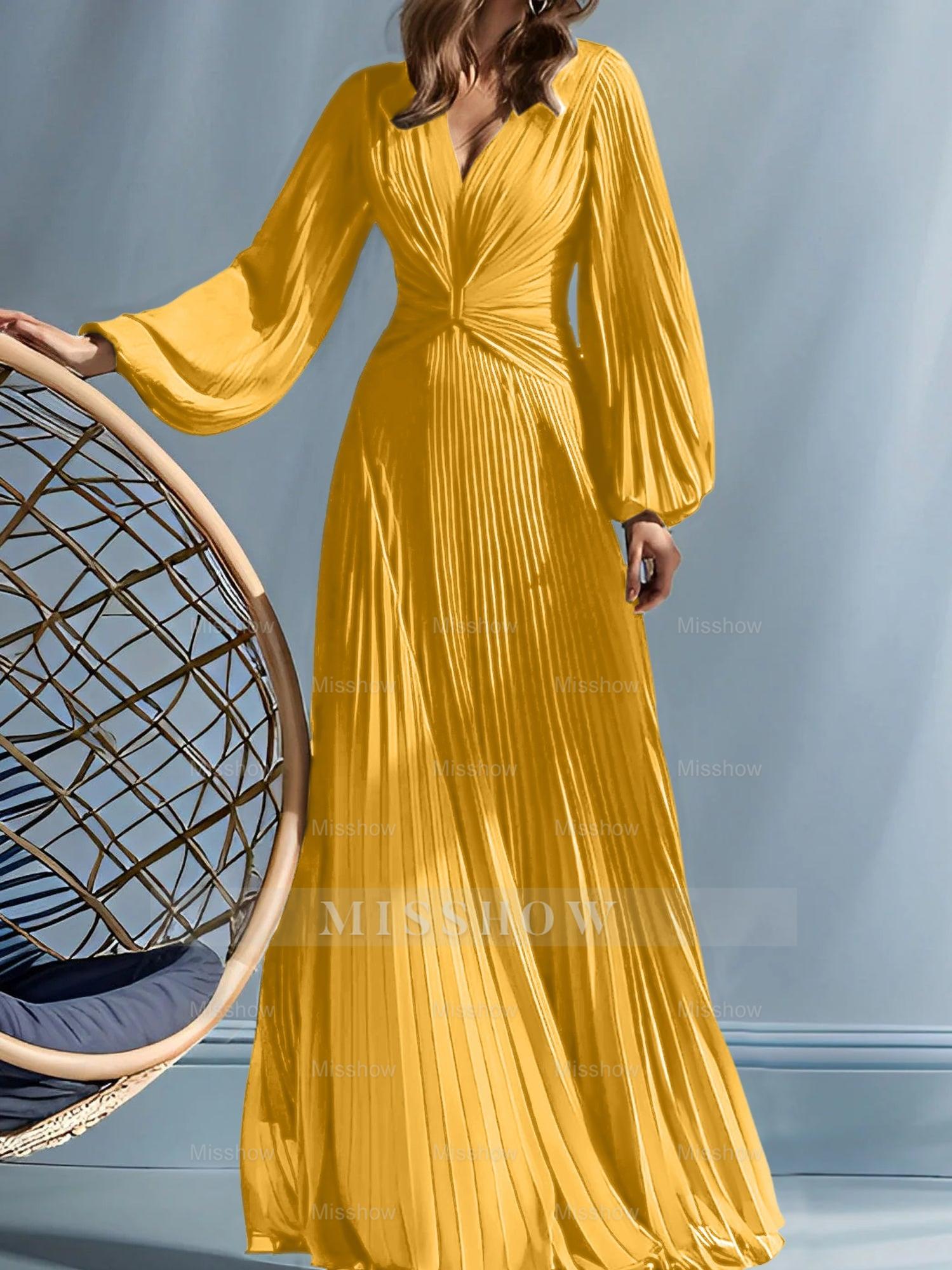 V-Neck A-Line Princess Gown for the Mother of the Bride with Ruched Detail