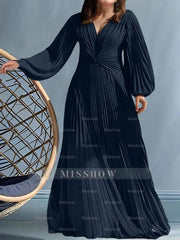 V-Neck A-Line Princess Gown for the Mother of the Bride with Ruched Detail