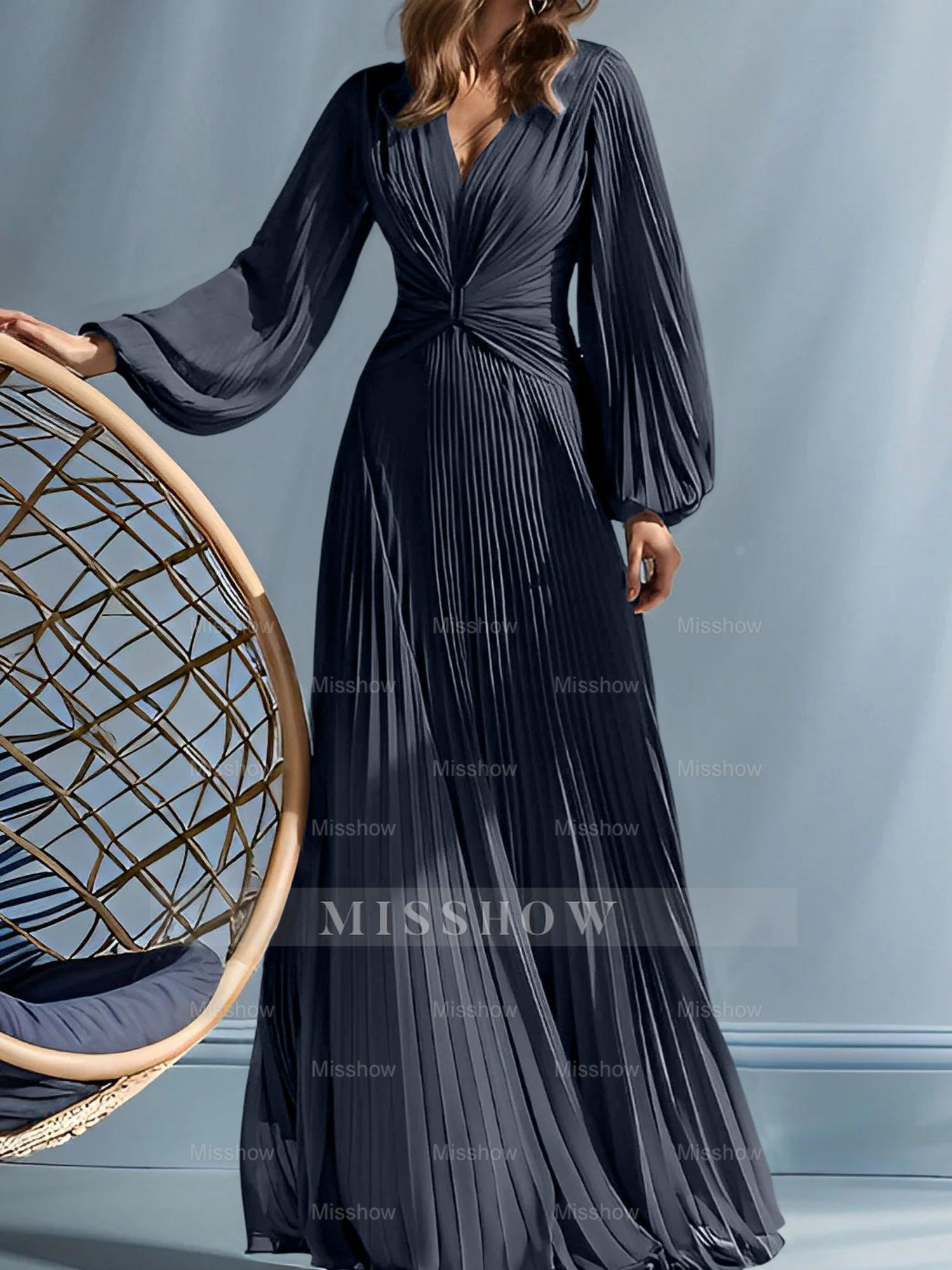 V-Neck A-Line Princess Gown for the Mother of the Bride with Ruched Detail