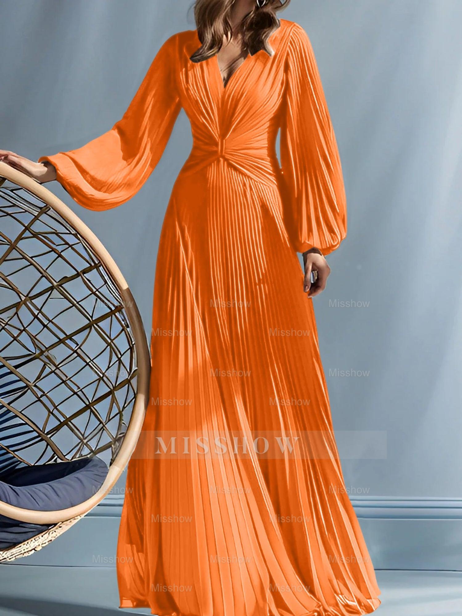 V-Neck A-Line Princess Gown for the Mother of the Bride with Ruched Detail