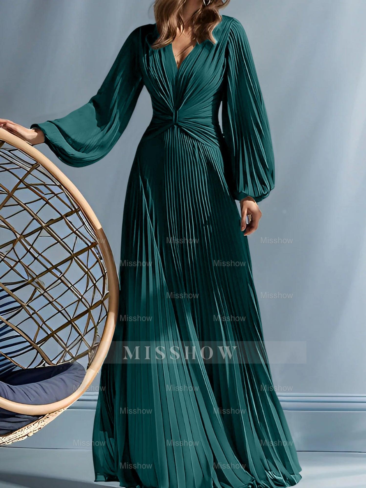 V-Neck A-Line Princess Gown for the Mother of the Bride with Ruched Detail