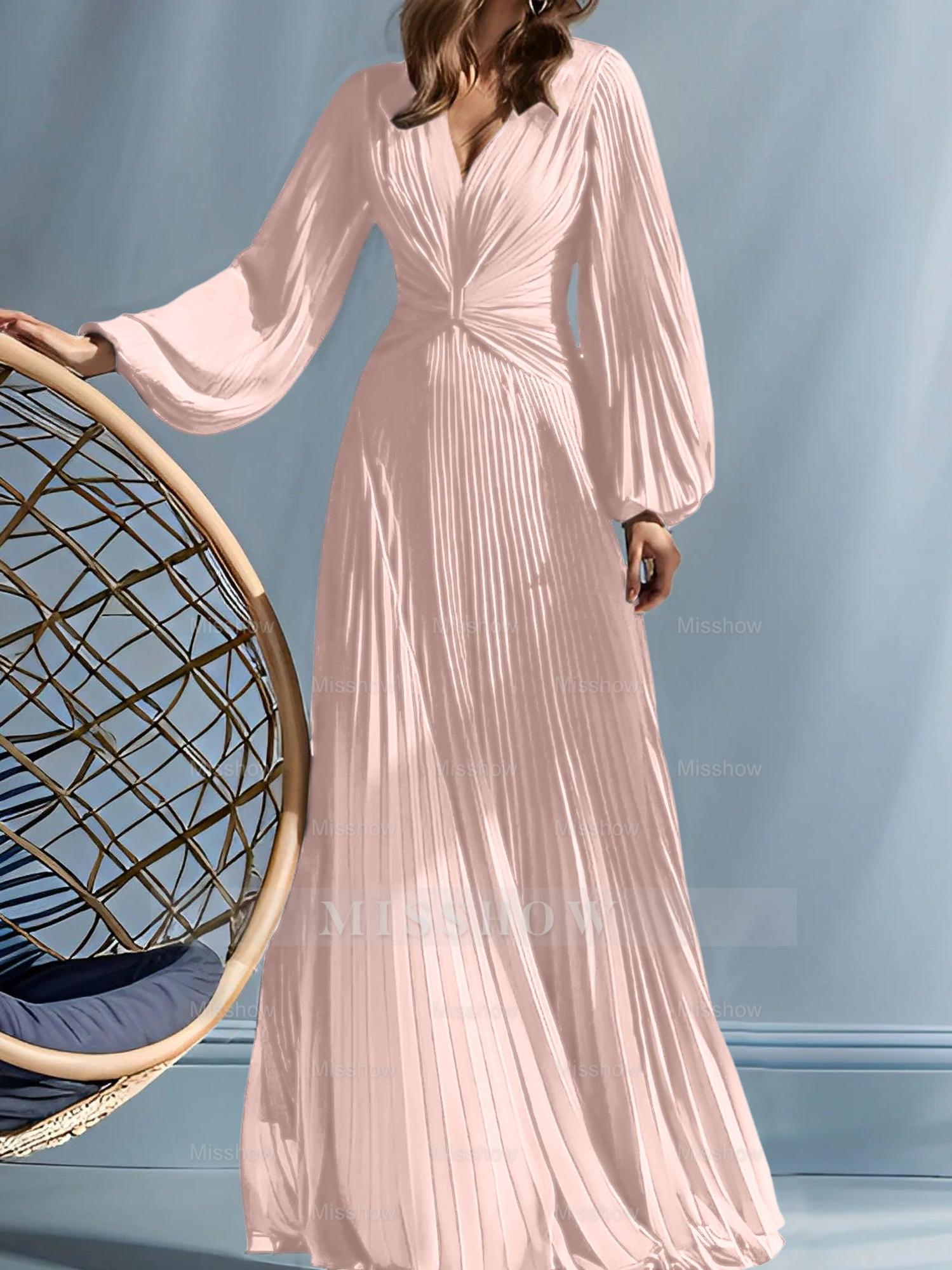 V-Neck A-Line Princess Gown for the Mother of the Bride with Ruched Detail