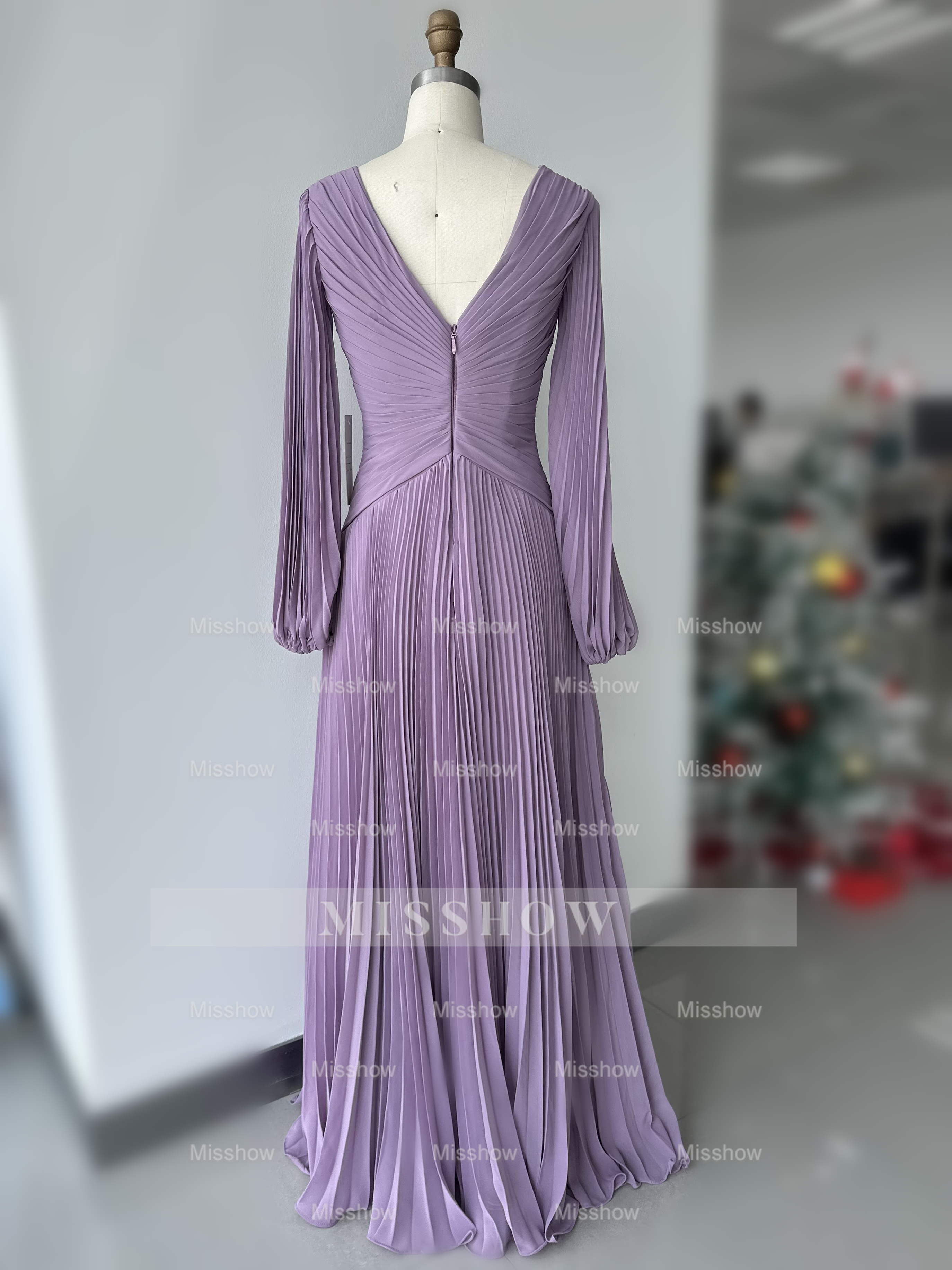 V-Neck A-Line Princess Gown for the Mother of the Bride with Ruched Detail