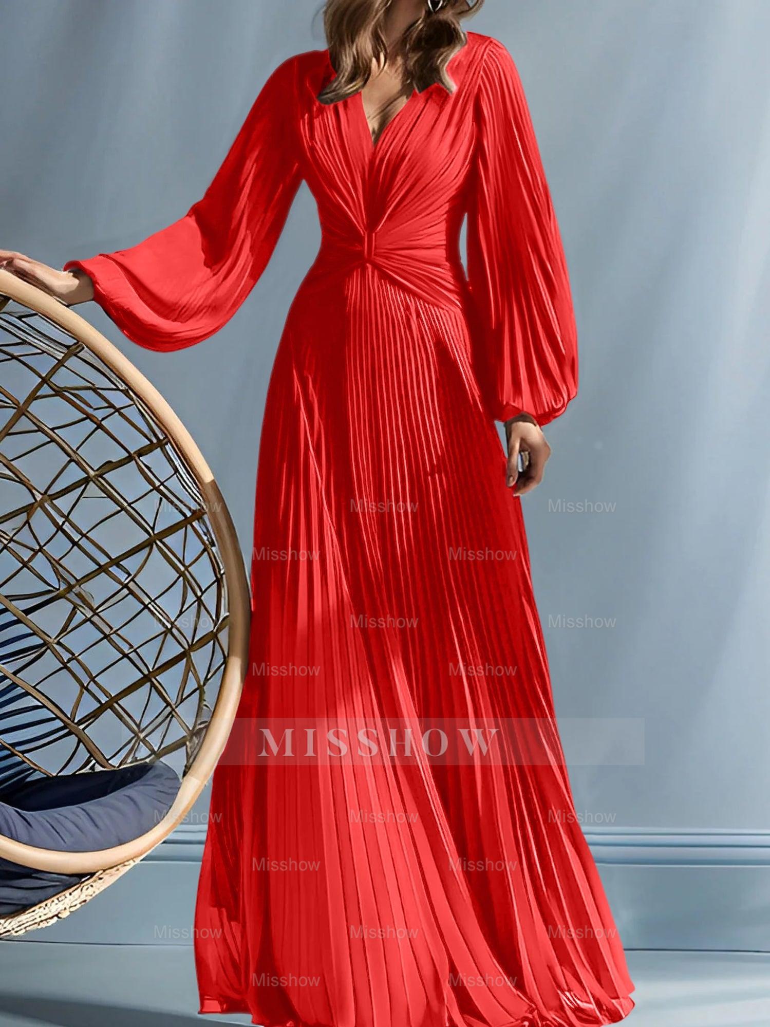 V-Neck A-Line Princess Gown for the Mother of the Bride with Ruched Detail