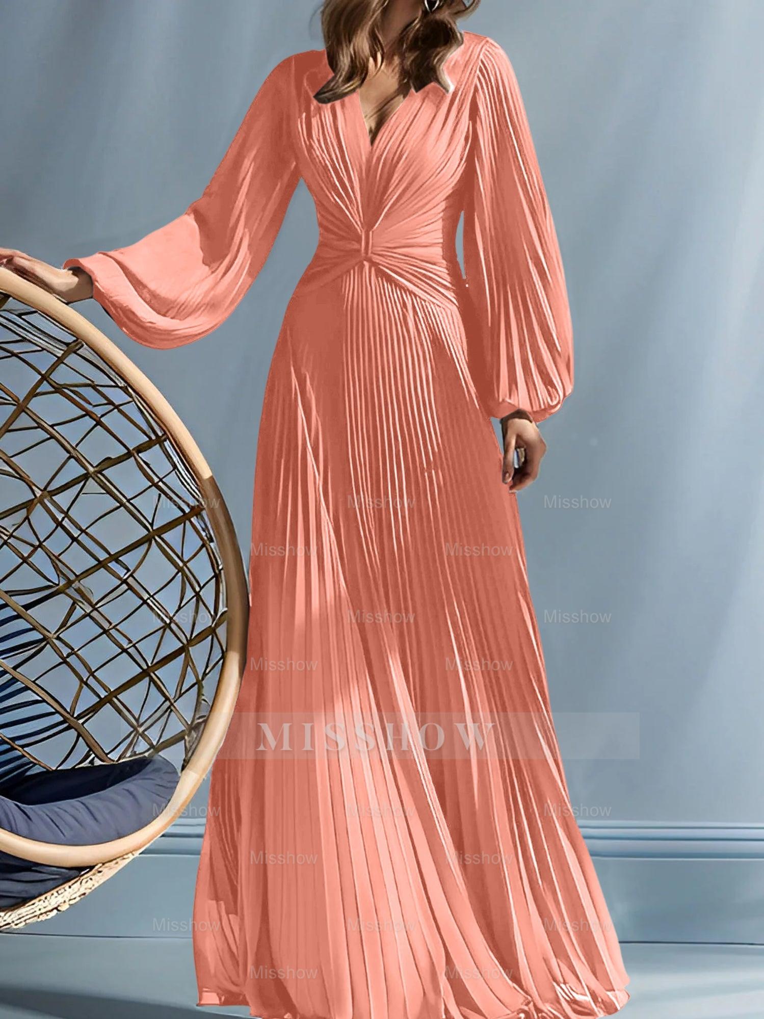 V-Neck A-Line Princess Gown for the Mother of the Bride with Ruched Detail