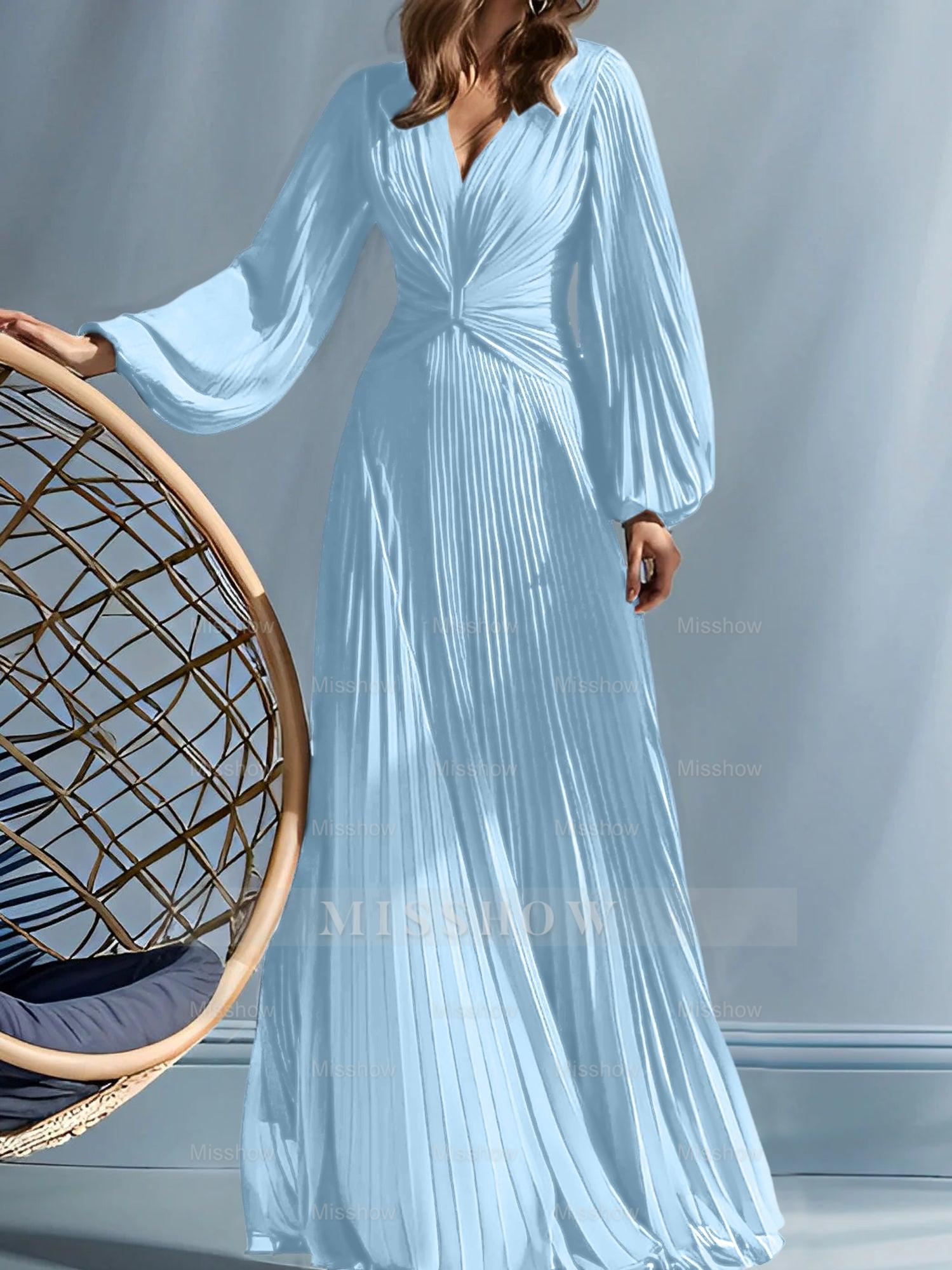 V-Neck A-Line Princess Gown for the Mother of the Bride with Ruched Detail