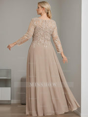 V-Neck A-Line Princess Gown with 3/4 Sleeves and Sequins for Plus-Size Mother of the Bride