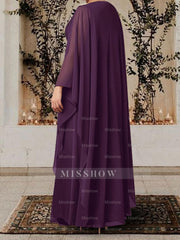 V-Neck A-Line Princess Mother of the Bride Dress with Rhinestones