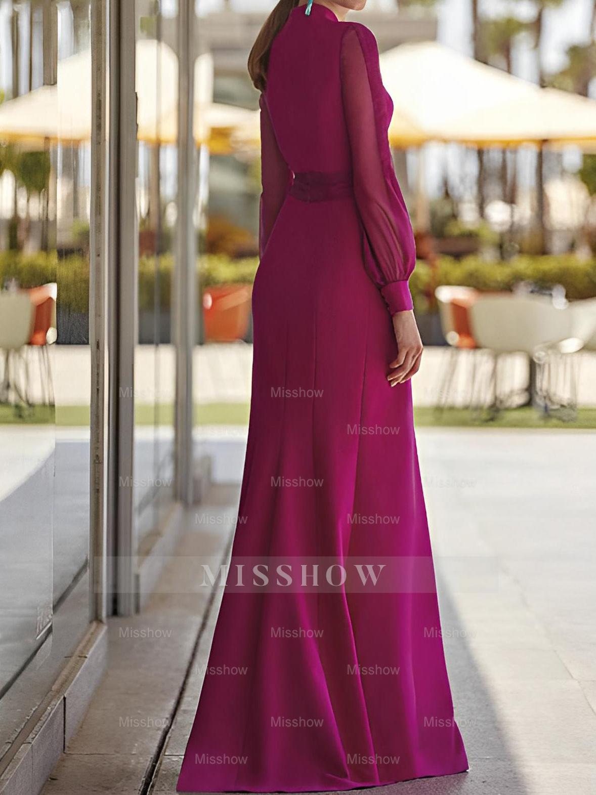 V-Neck Belted Sheath/Column Dresses for the Mother of the Bride