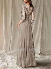 V-Neck Floor-Length A-Line Princess Gown for the Mother of the Bride