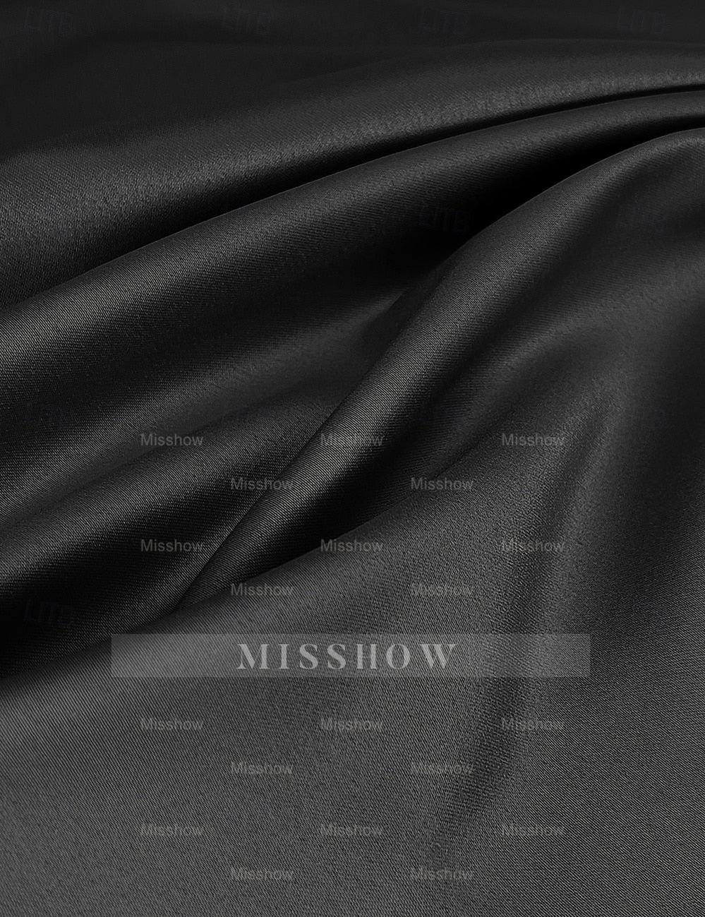 V-Neck Long-Sleeve Asymmetrical Evening Gown with Sequins and Ruffles