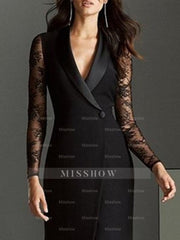 V-Neck Long Sleeve Mermaid/Trumpet Mother of the Bride Dress with Split