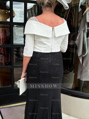 V-Neck Mermaid/Trumpet 3/4 Sleeve Ankle-Length Sequined Mother of the Bride Gown