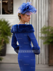 V-Neck Sheath Dress with 3/4 Sleeves for the Mother of the Bride