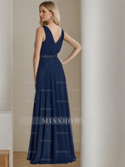 V-Neck Sleeveless A-Line Floor-Length Mother of the Bride Princess Dress