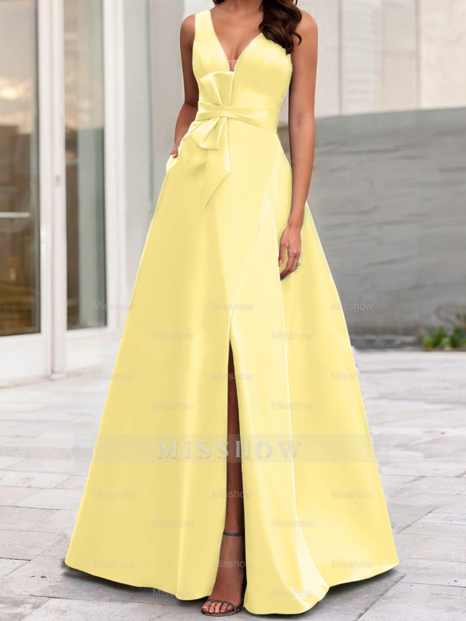 V-Neck Sleeveless A-Line Princess Mother Of The Bride Dress With Side Split