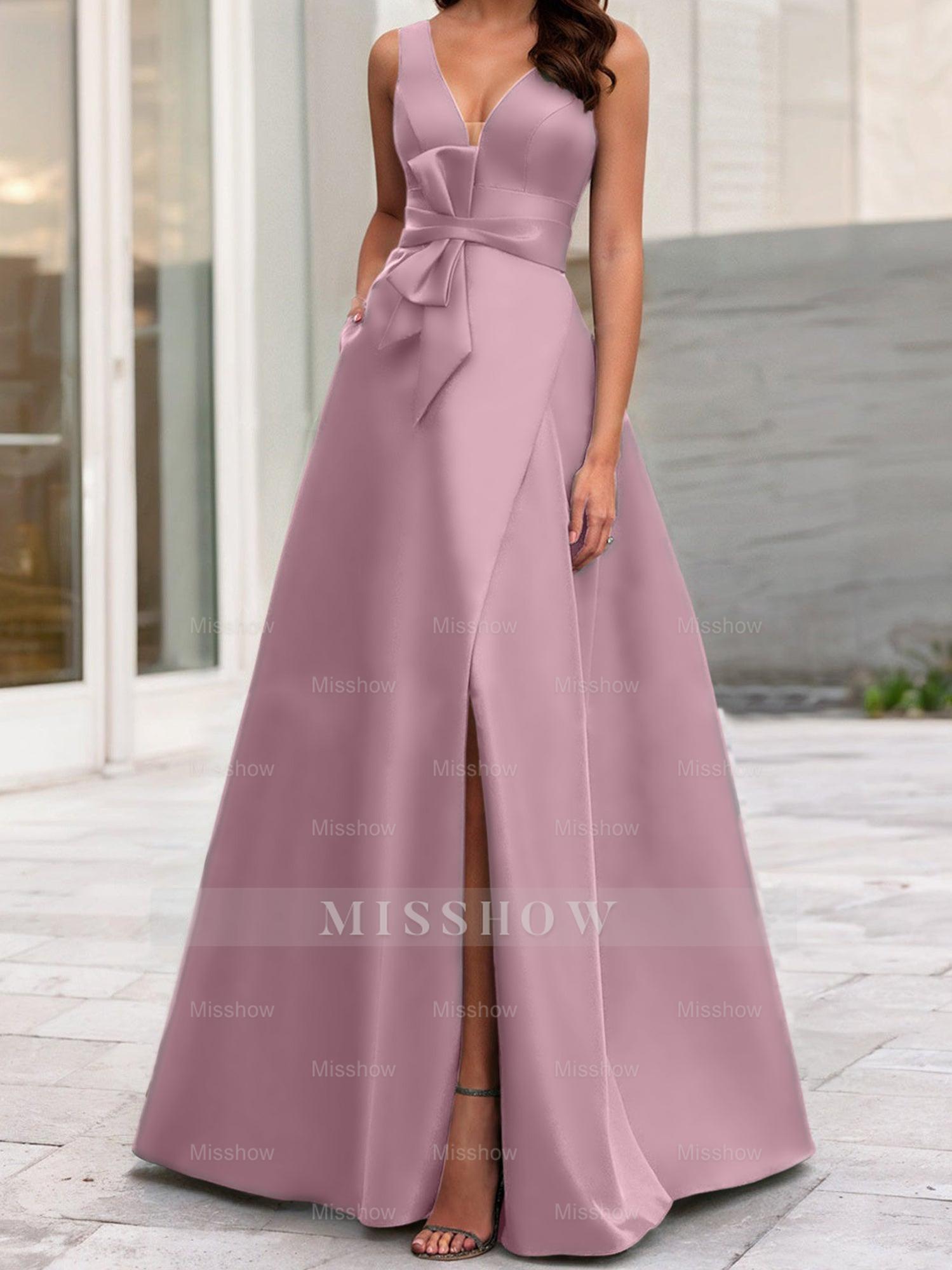 V-Neck Sleeveless A-Line Princess Mother Of The Bride Dress With Side Split