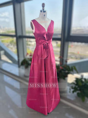 V-Neck Sleeveless A-Line Princess Mother Of The Bride Dress With Side Split