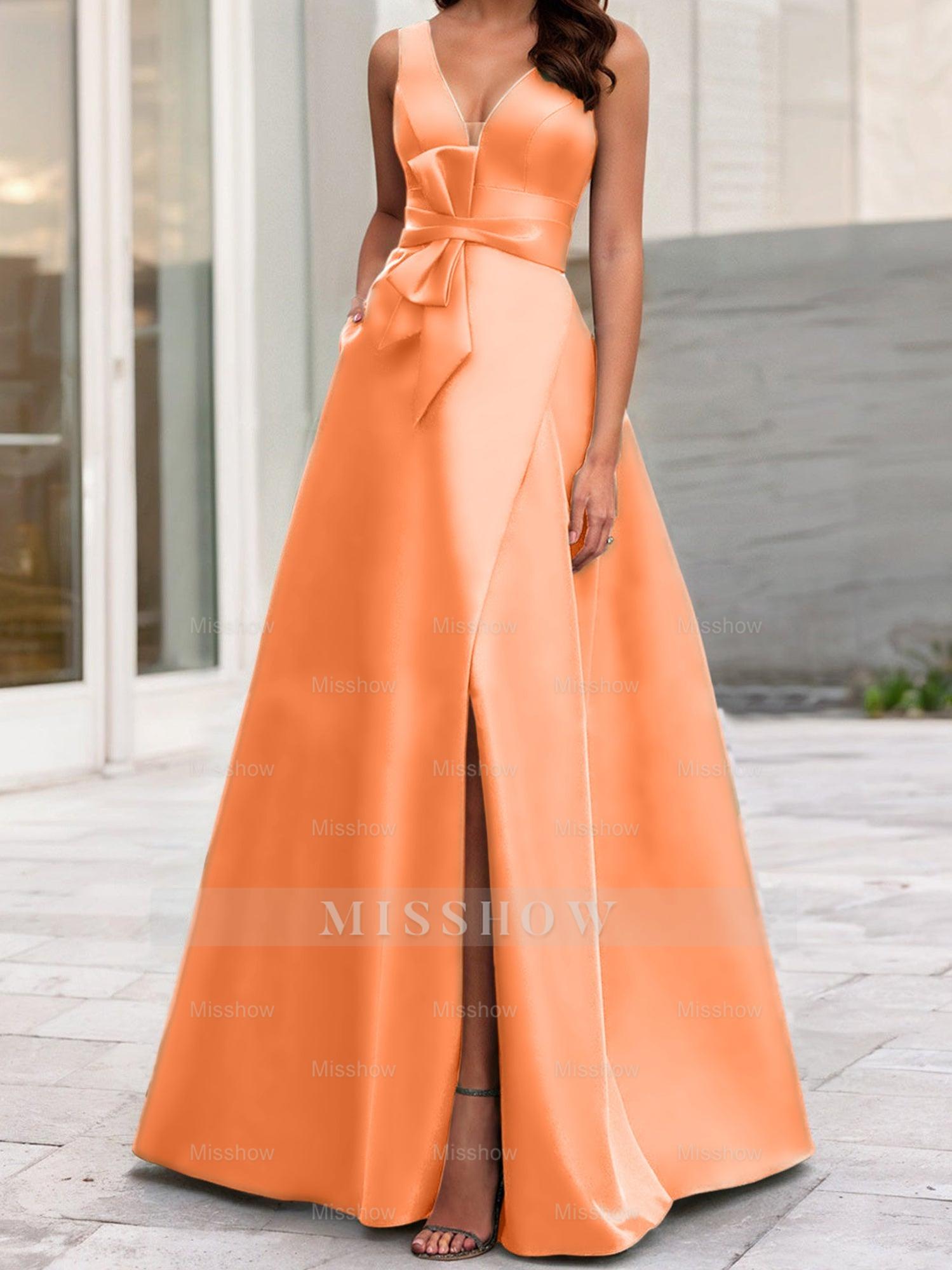 V-Neck Sleeveless A-Line Princess Mother Of The Bride Dress With Side Split